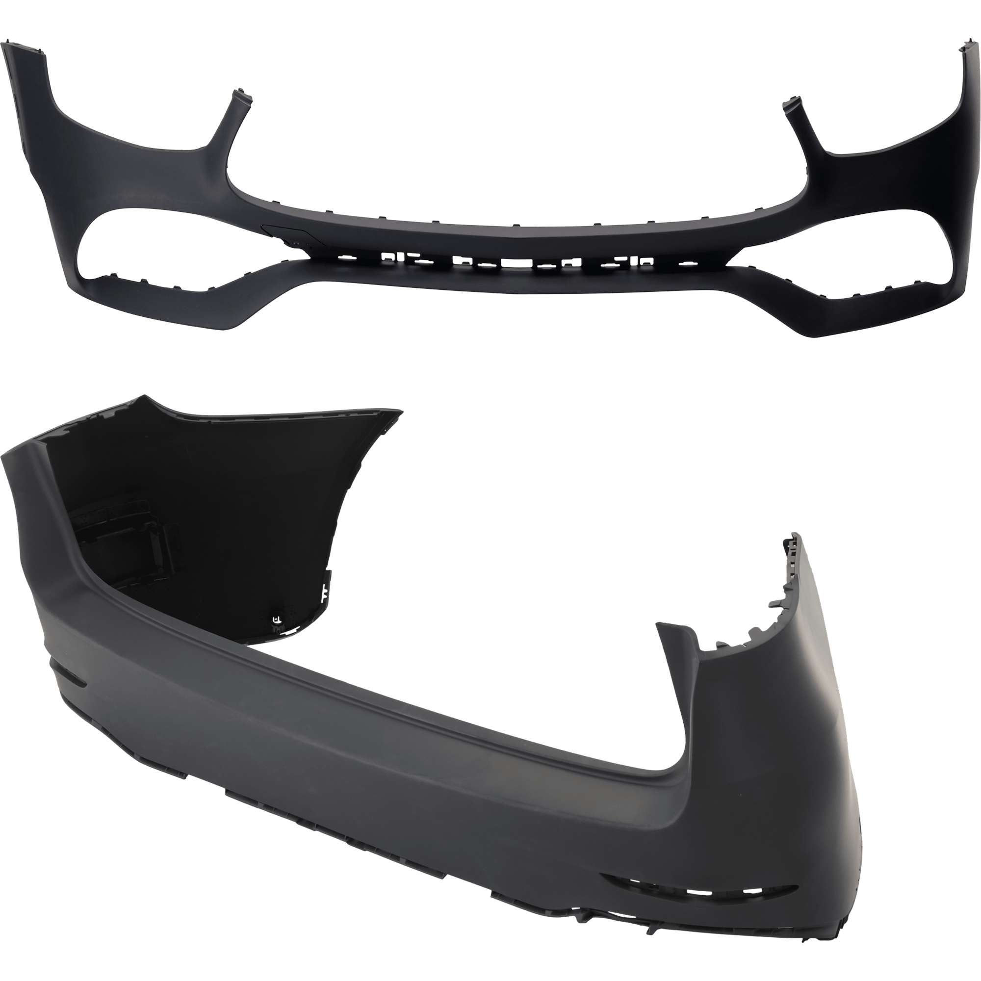 AM GLC300-20-22 FRONT AND REAR BUMPER COVER Primed SKU SET RM01030124P A Partslink MB1000619 MB1100461 OEM 25388000079999-25388557049999