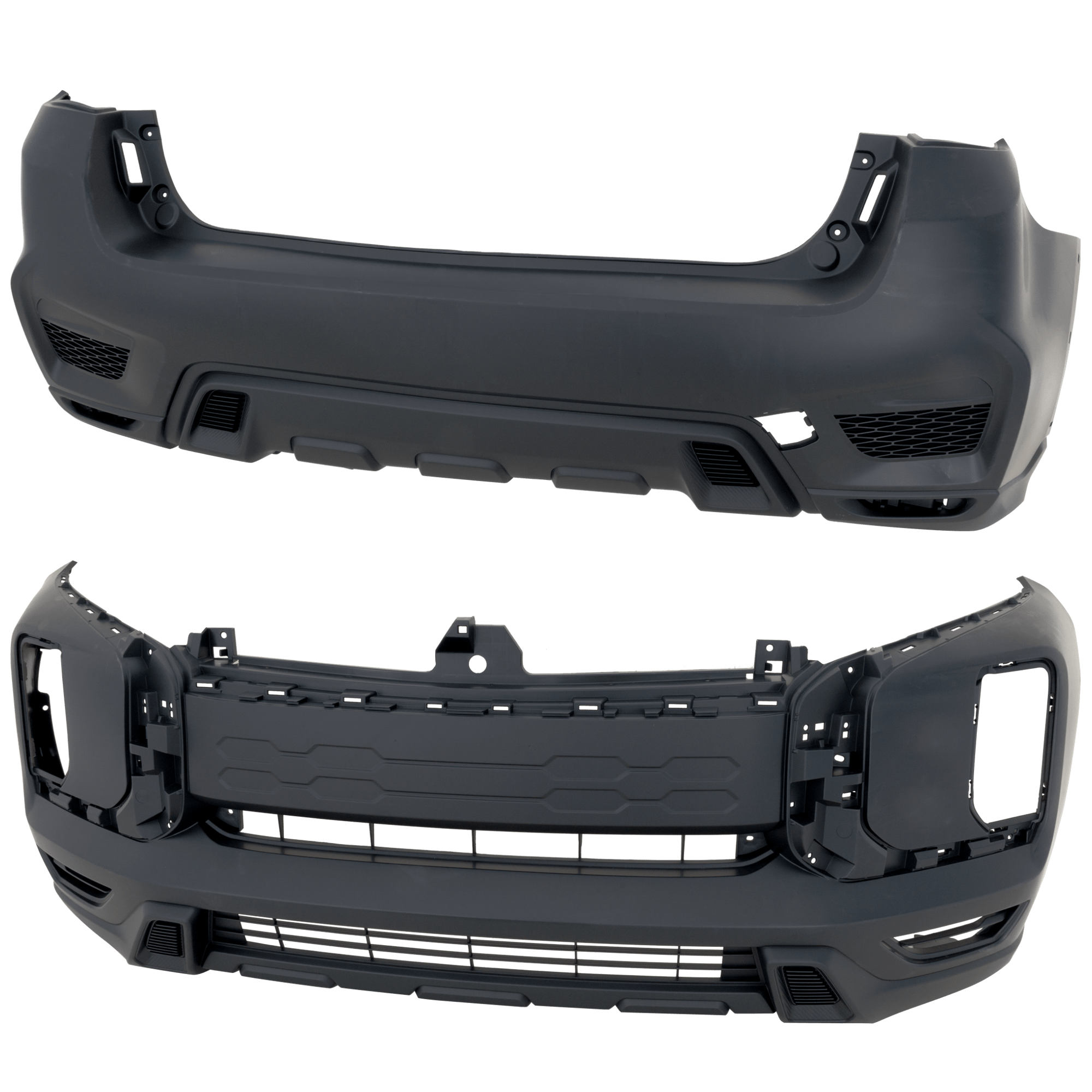 AM OUTLANDER SPORT RVR 21-24 FRONT AND REAR BUMPER COVER Primed SKU SET RM01030163P Partslink MI1000351 MI1100310 OEM 62022WE10P 62022W030P 6410F479