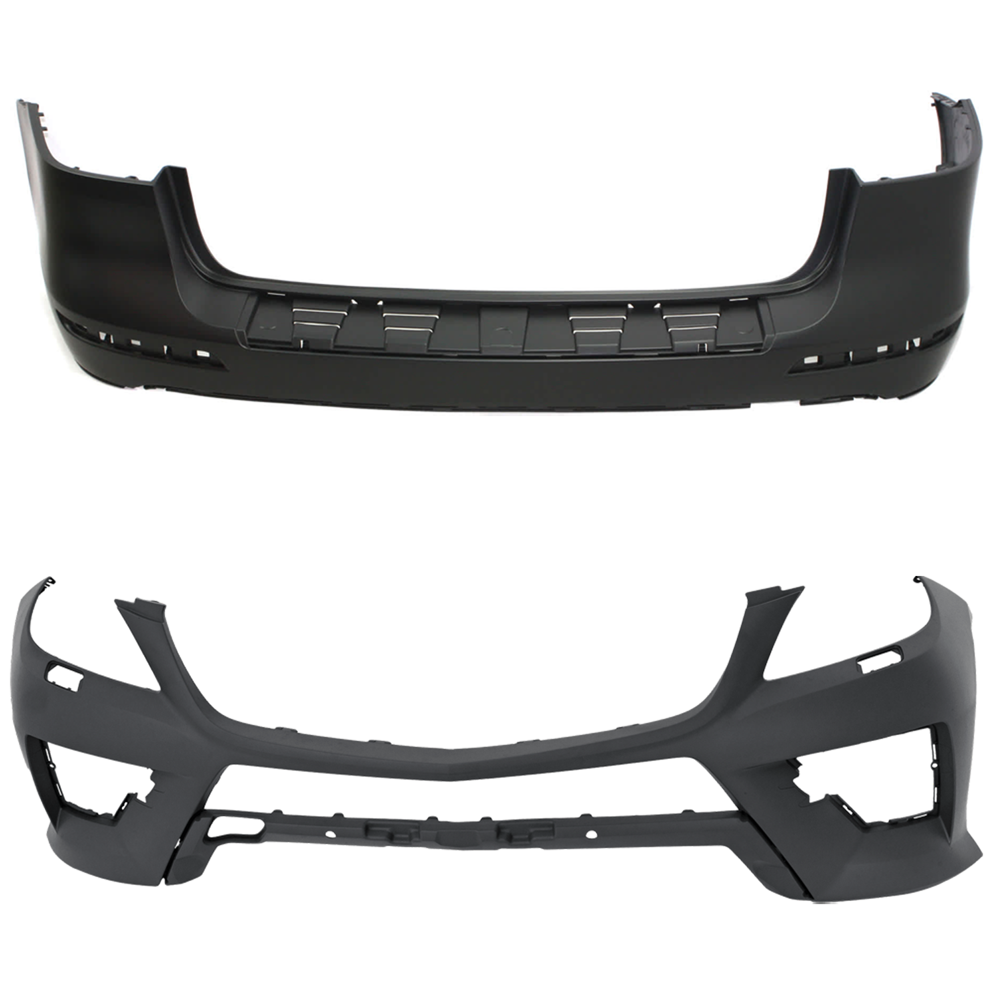 AM ML350 ML550-12-14 FRONT AND REAR BUMPER COVER Primed ML Class w AMG Styling Pkg S Class w o AMG Styling Pkg w HLW Holes w o Parktronic Holes SKU SET RM01030165P B