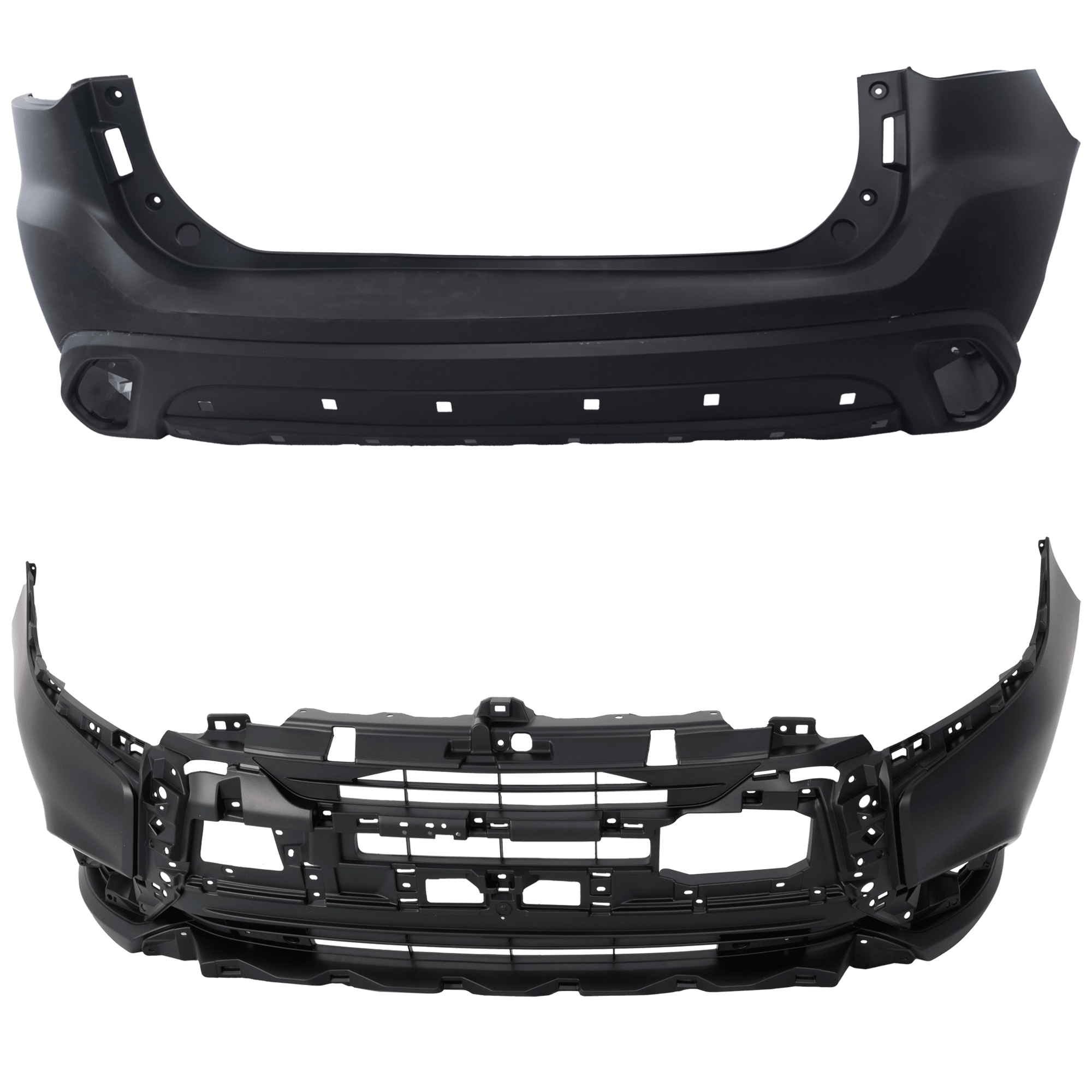 AM OUTLANDER PHEV 19-22 FRONT AND REAR BUMPER COVER Primed SKU SET RM01030192P A Partslink MI1000350 MI1100312 OEM 62022W720P 6410D737