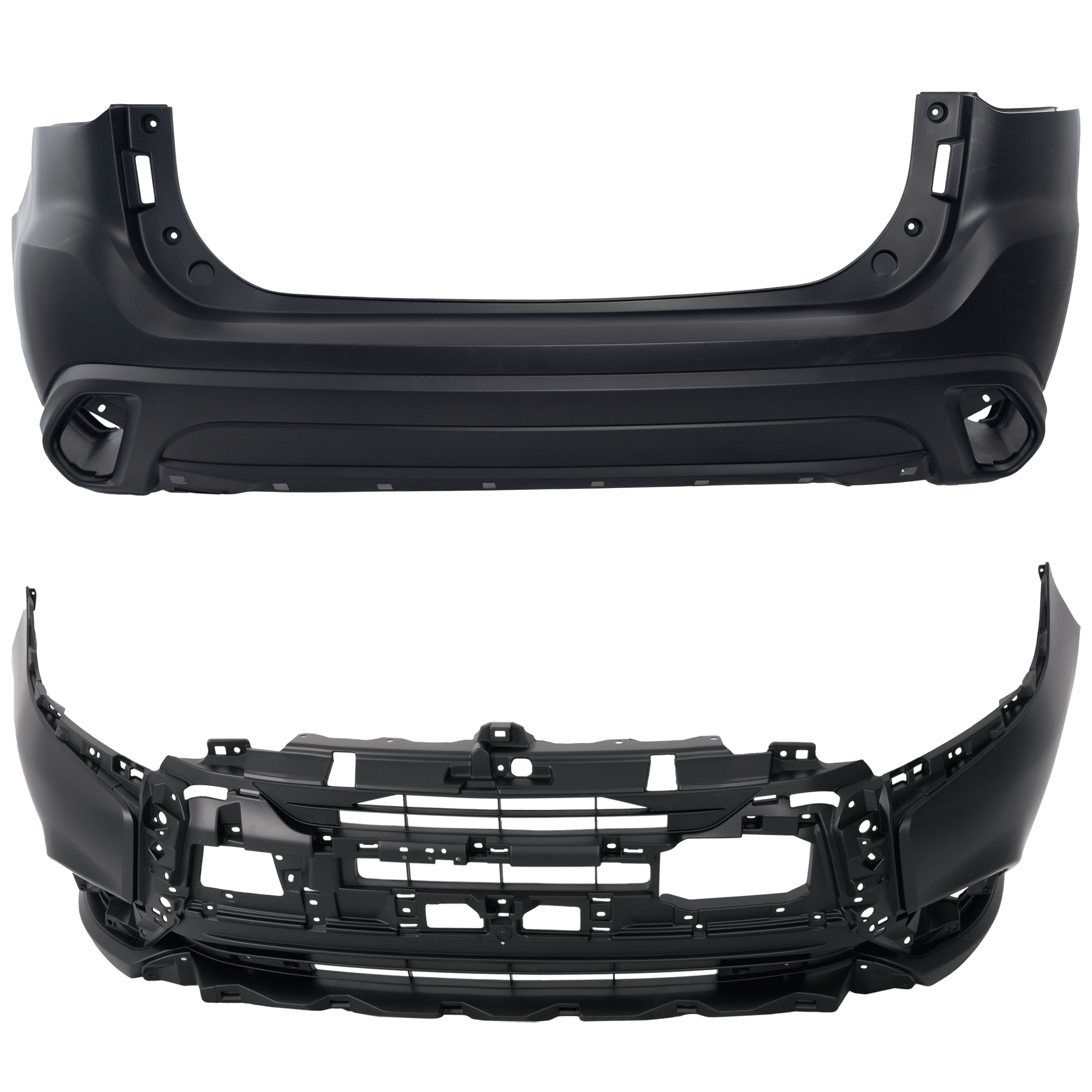 AM OUTLANDER PHEV 18-18 FRONT AND REAR BUMPER COVER Primed SKU SET RM01030192P B Partslink MI1000350 MI1100311 OEM 62022W720P 6410F218
