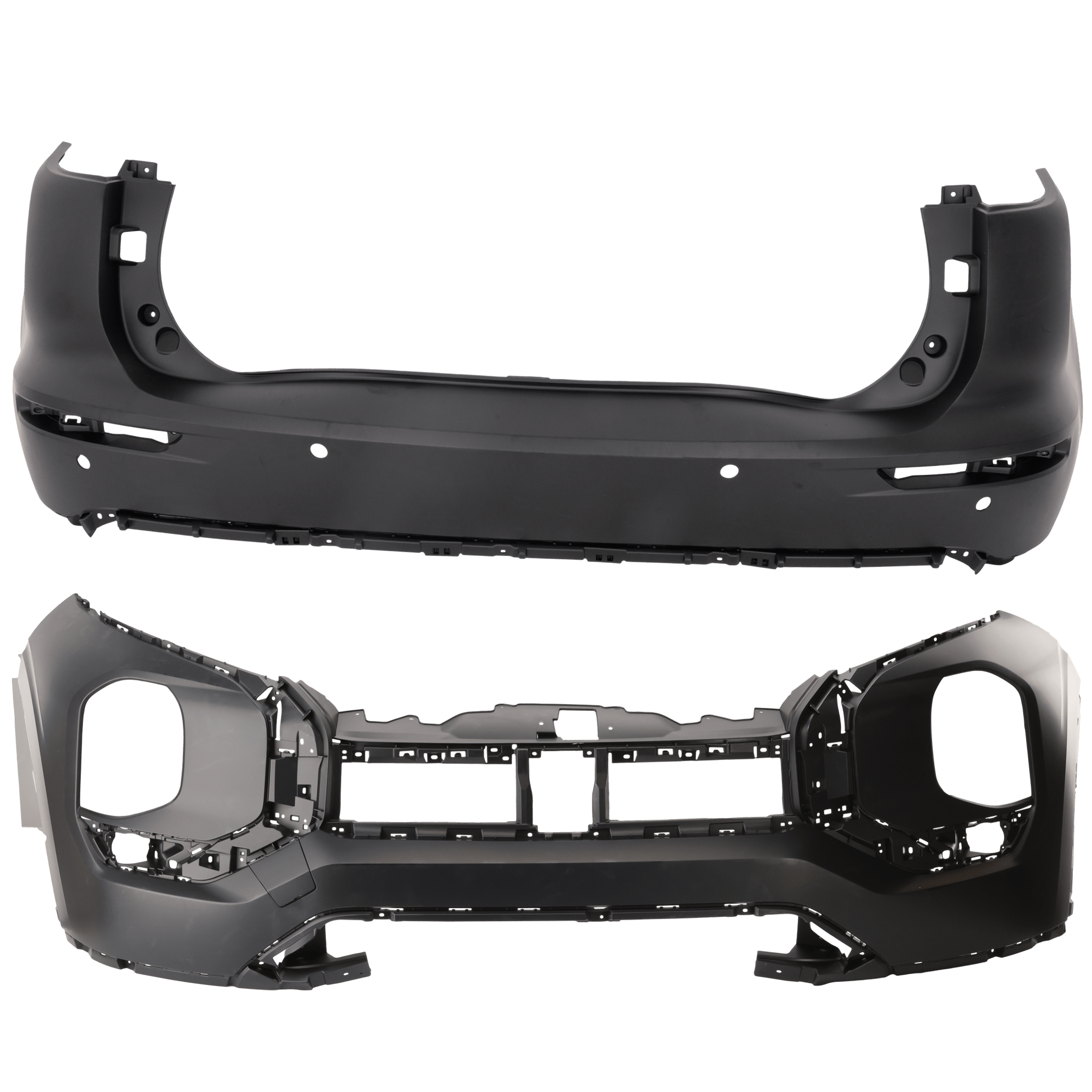 AM OUTLANDER 22-24 FRONT AND REAR BUMPER COVER Primed CAPA SKU SET RM01030202PQ Partslink MI1000353C MI1100315C OEM 62012W250P 85012W050P