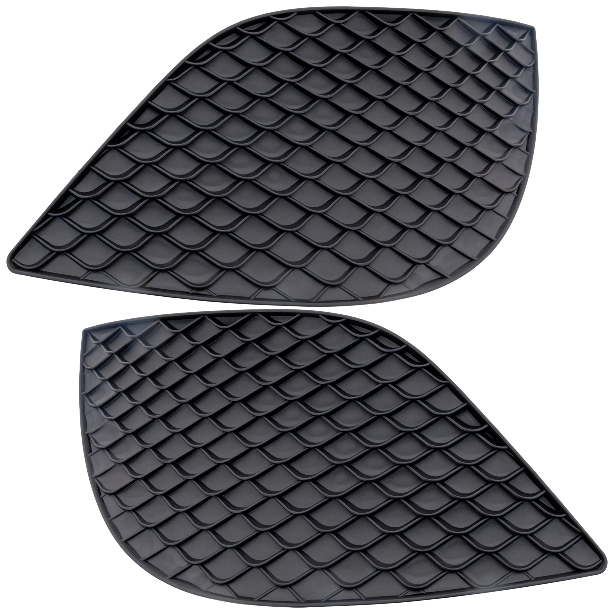 AM C300-19-22 FRONT BUMPER GRILLE RH AND LH Outer Textured Black w o AMG Package and Active Park Assist Sensor Holes Coupe 19-21 Convertible Sedan SKU SET RM01550033 Partslink MB1039212 MB1038212 OEM 2058855201-2058855101