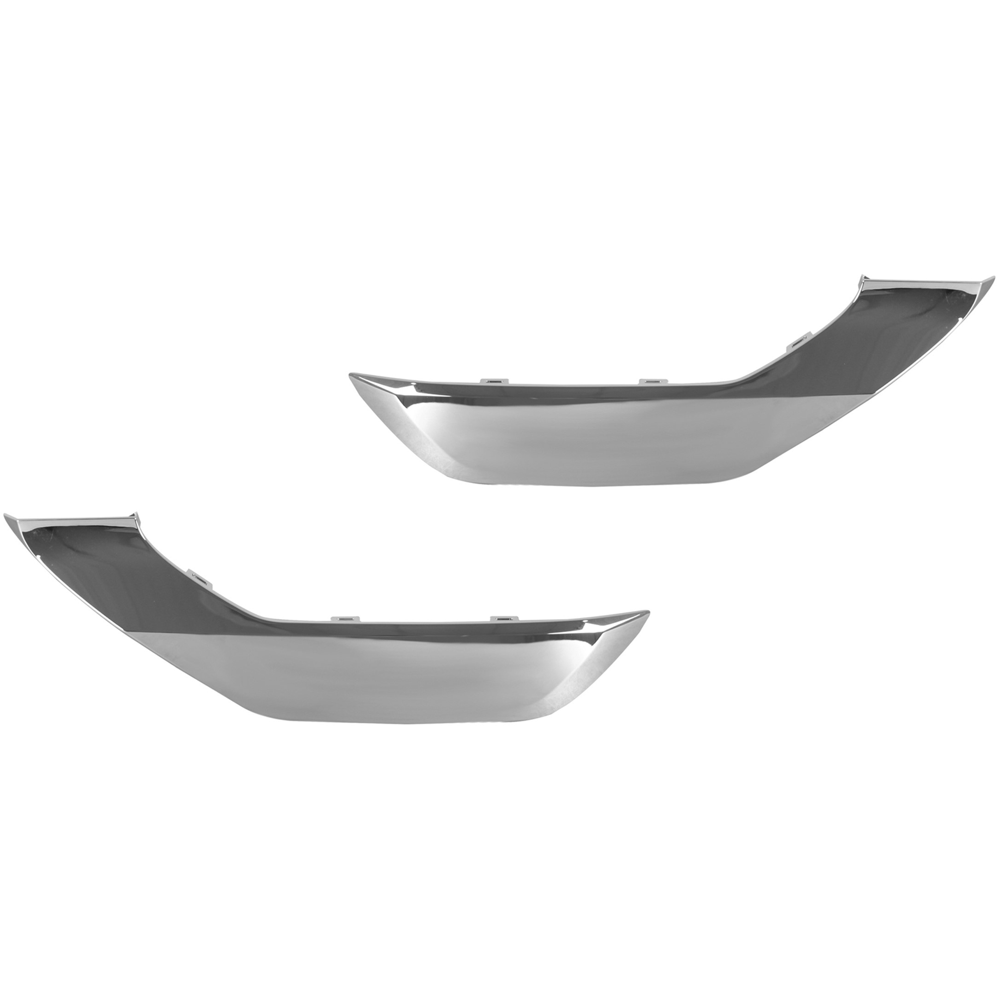 AM OUTLANDER 22-23 FRONT BUMPER MOLDING RH AND LH Lower Garnish Chrome ES Model w o Fog Light Holes CAPA SKU SET RM01590147Q Partslink MI1038134C MI1039134C OEM 6407A415-6407A416