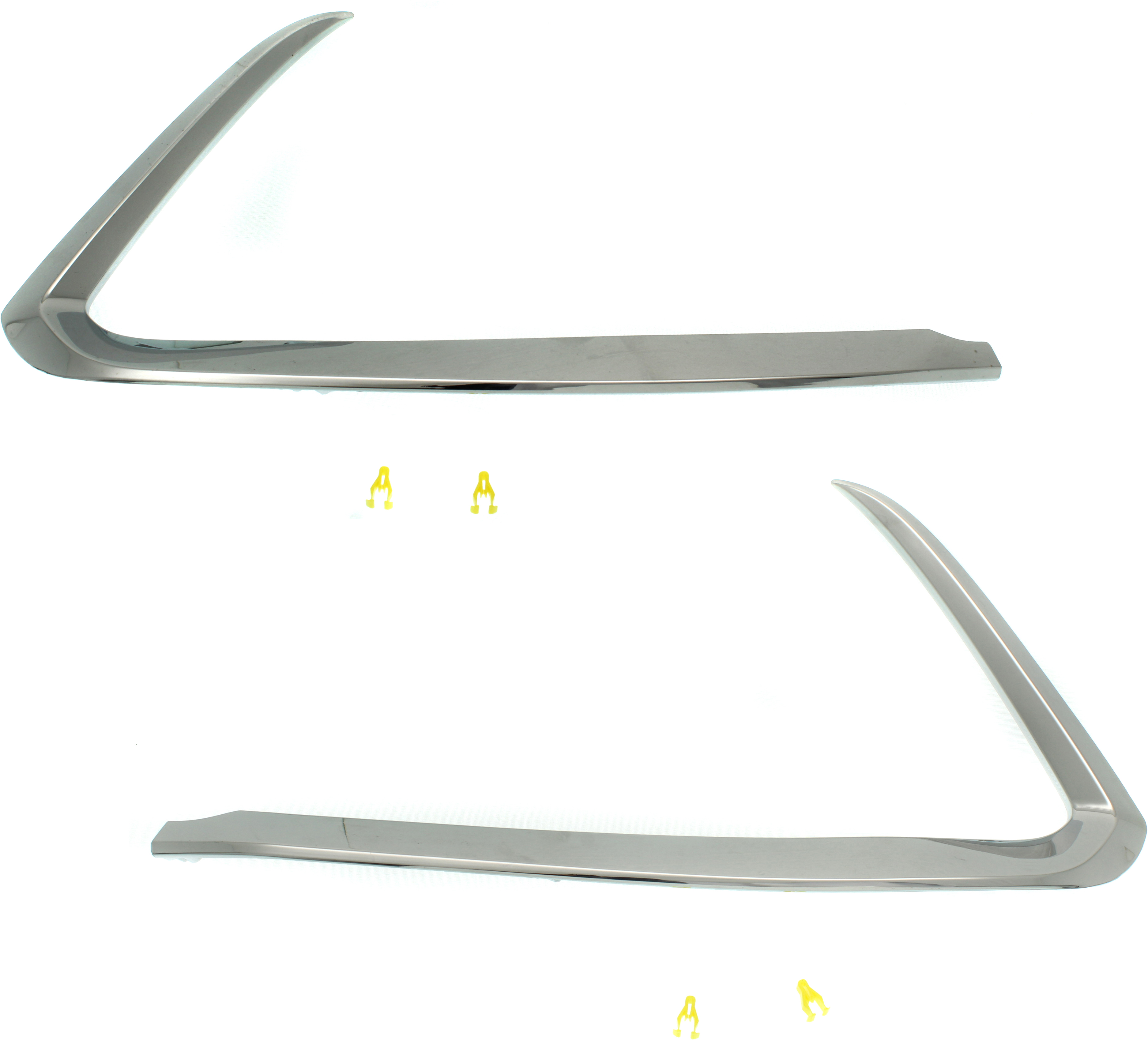 AM CX 9-16-23 FRONT BUMPER MOLDING RH and LH Chrome SKU SET RM01610015 Partslink MA1046103 MA1047103 OEM TK5050130A TK5050120A