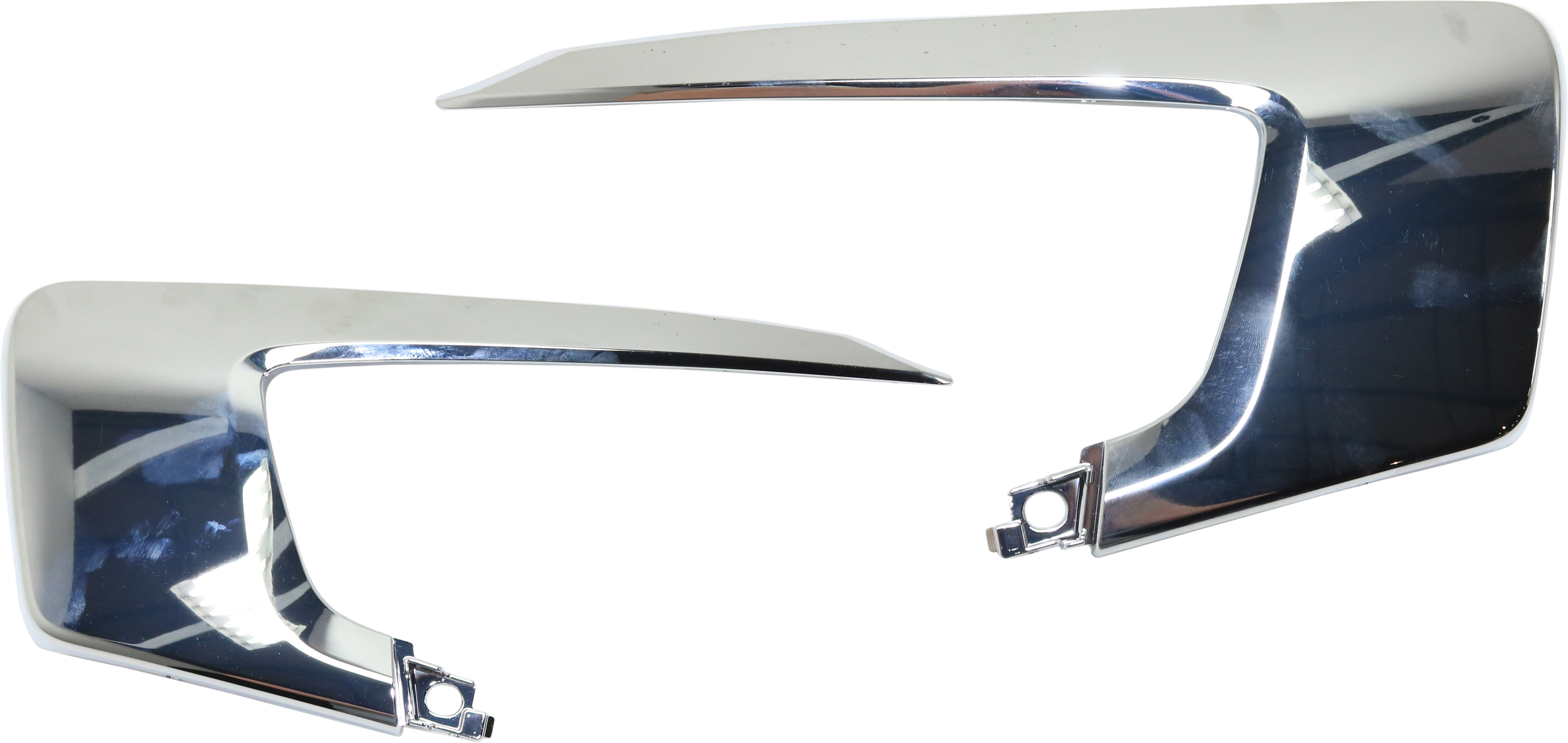 AM OUTLANDER SPORT RVR 16-19 FRONT BUMPER MOLDING RH and LH Upper Garnish Chrome SKU SET RM01610031 Partslink MI1046101 MI1047101 OEM 6407A169-6407A170