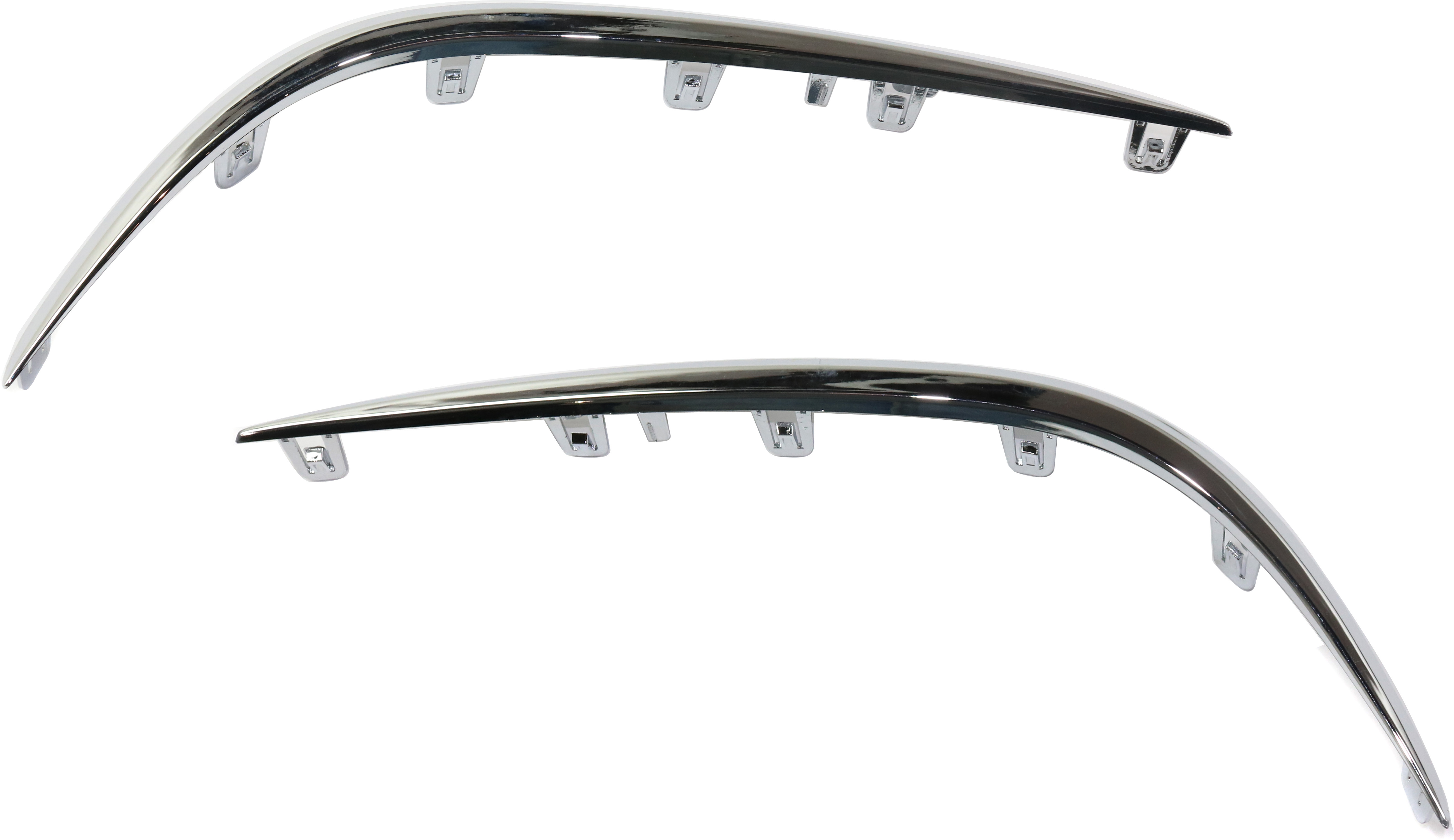 AM E CLASS 17-20 FRONT BUMPER GRILLE MOLDING RH and LH Outer w Luxury Pkg Chrome Sdn Wgn SKU SET RM02030013 Partslink MB1046148 MB1047148 OEM 21-388-501-742-138-800-000