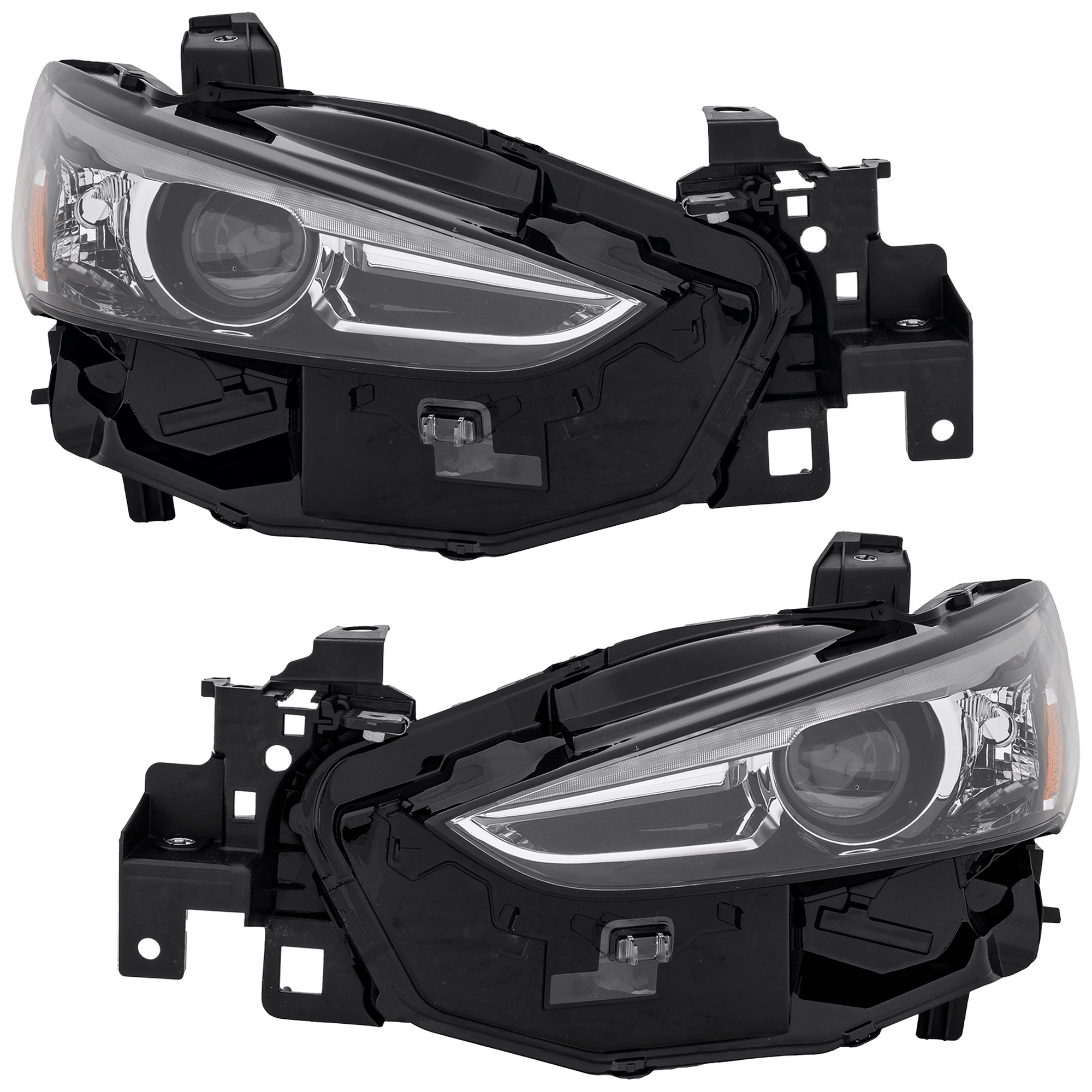 AM MAZDA 6-18-21 HEAD LAMP RH AND LH Lens and Housing LED w o Adaptive Headlight CAPA SKU SET RM10010137UQ OEM GRF551031A PFM GRF551041A PFM