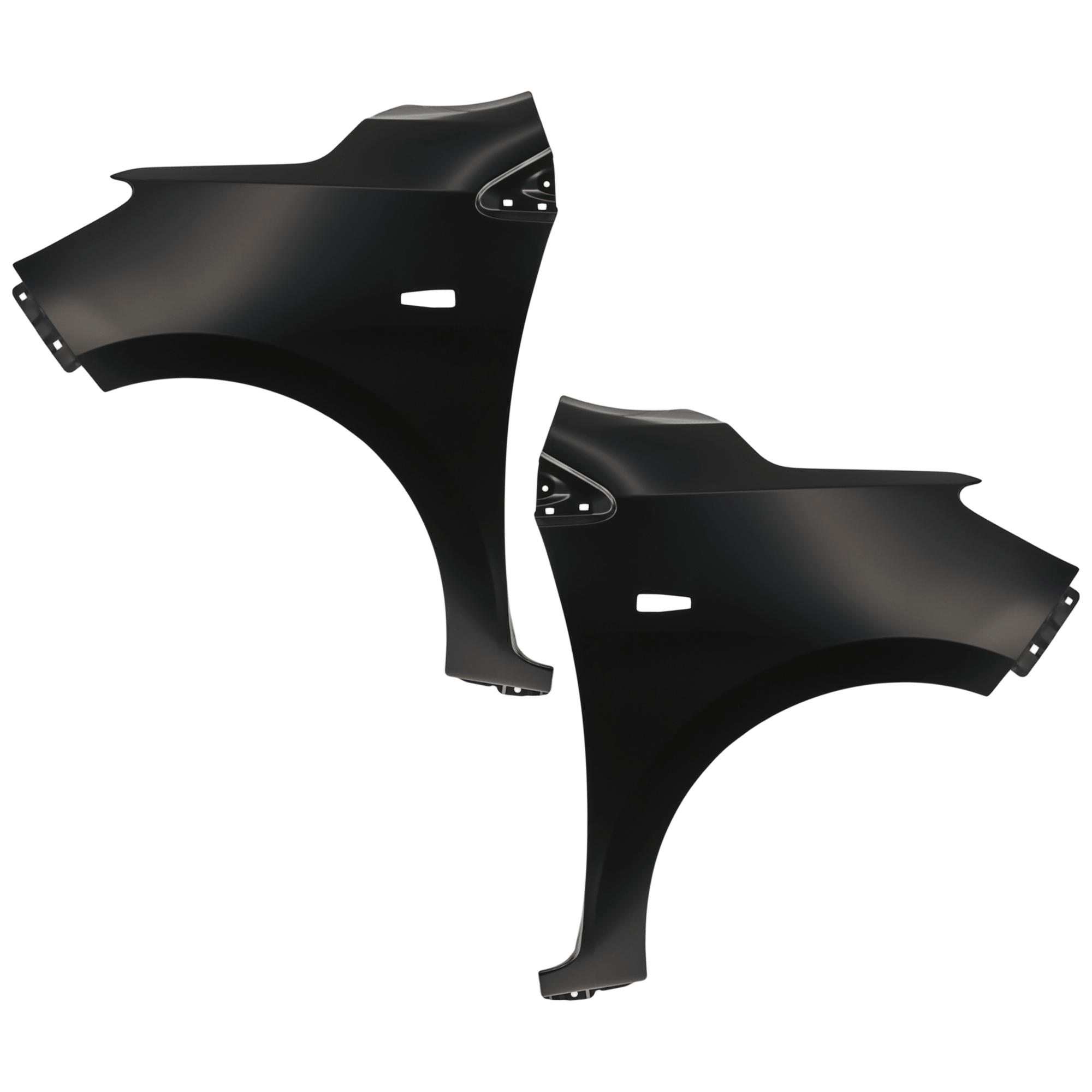 AM MIRAGE MIRAGE G4-21-23 FRONT FENDER RH AND LH Black Steel w Side Repeater Light Holes SKU SET RM22010071 Partslink MI1240186 MI1241186 OEM 5220AT67-5220AT68