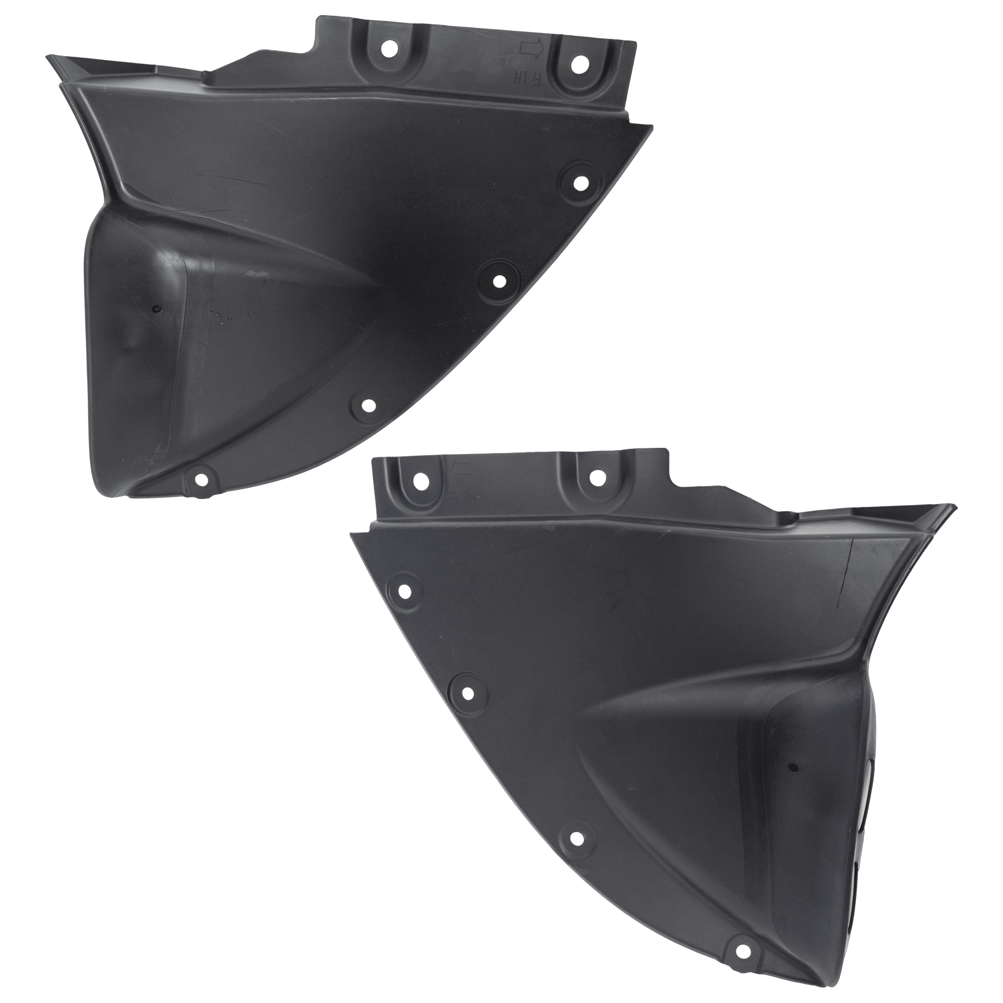 AM CX 5-22-25 FRONT FENDER LINER RH AND LH Front Section Injection Form w o Insulation Foam SKU SET RM22210113 Partslink MA1250124 MA1251124 OEM KPF156114 KPF156115