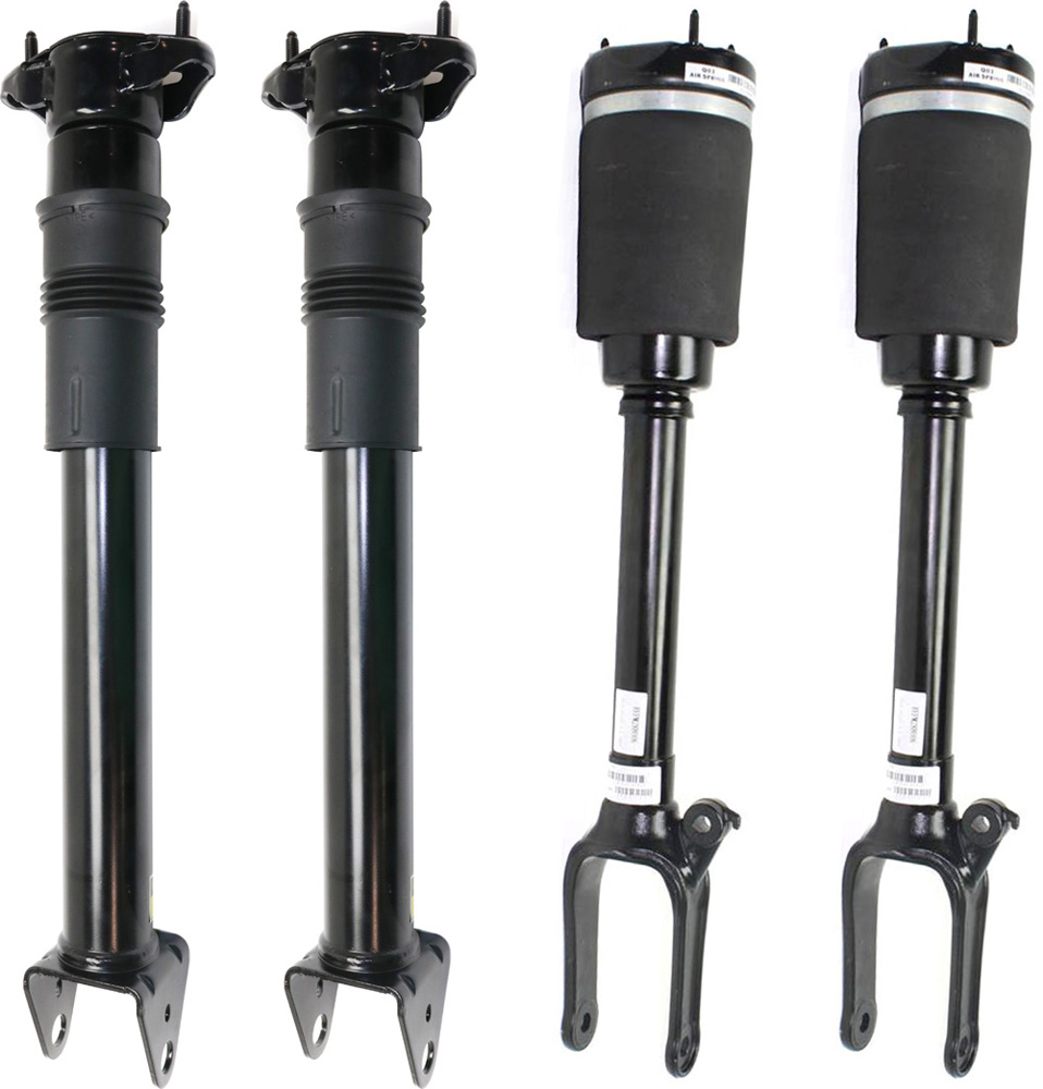 AM GL450-07-12 GL550-10-12 FRONT AND REAR SHOCK AND BARE STRUT RH AND LH Gas Charged w o Active Dampening System Set of 4 SKU SET RM28030002-4 OEM 1643200631-1643201231-16432013