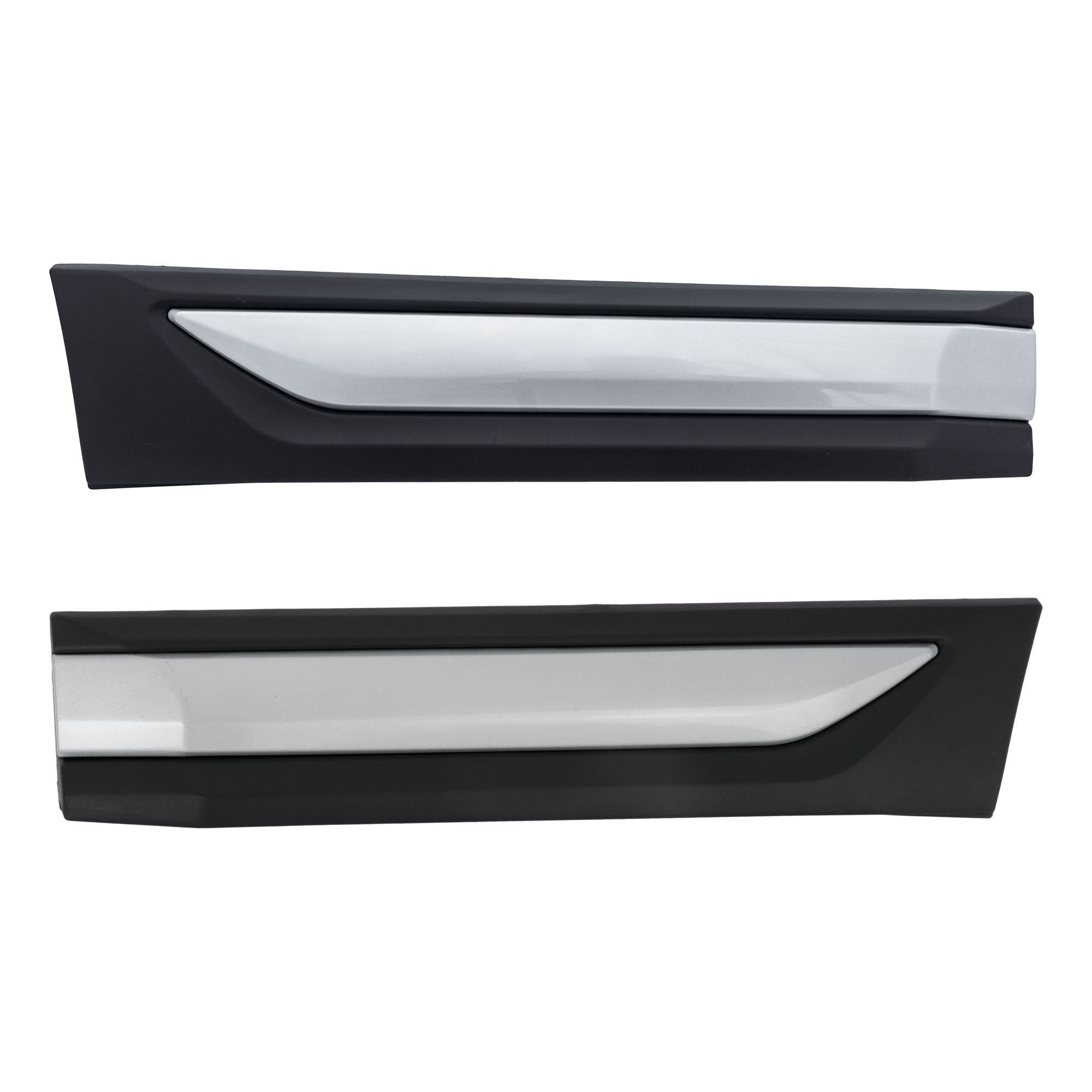 AM OUTLANDER 16-20 REAR DOOR MOLDING RH AND LH Lower Assembly Black and Silver Adhesive Type To 6-19 SKU SET RM49090007 Partslink MI1505100 MI1504100 OEM 5757A516-5757A515