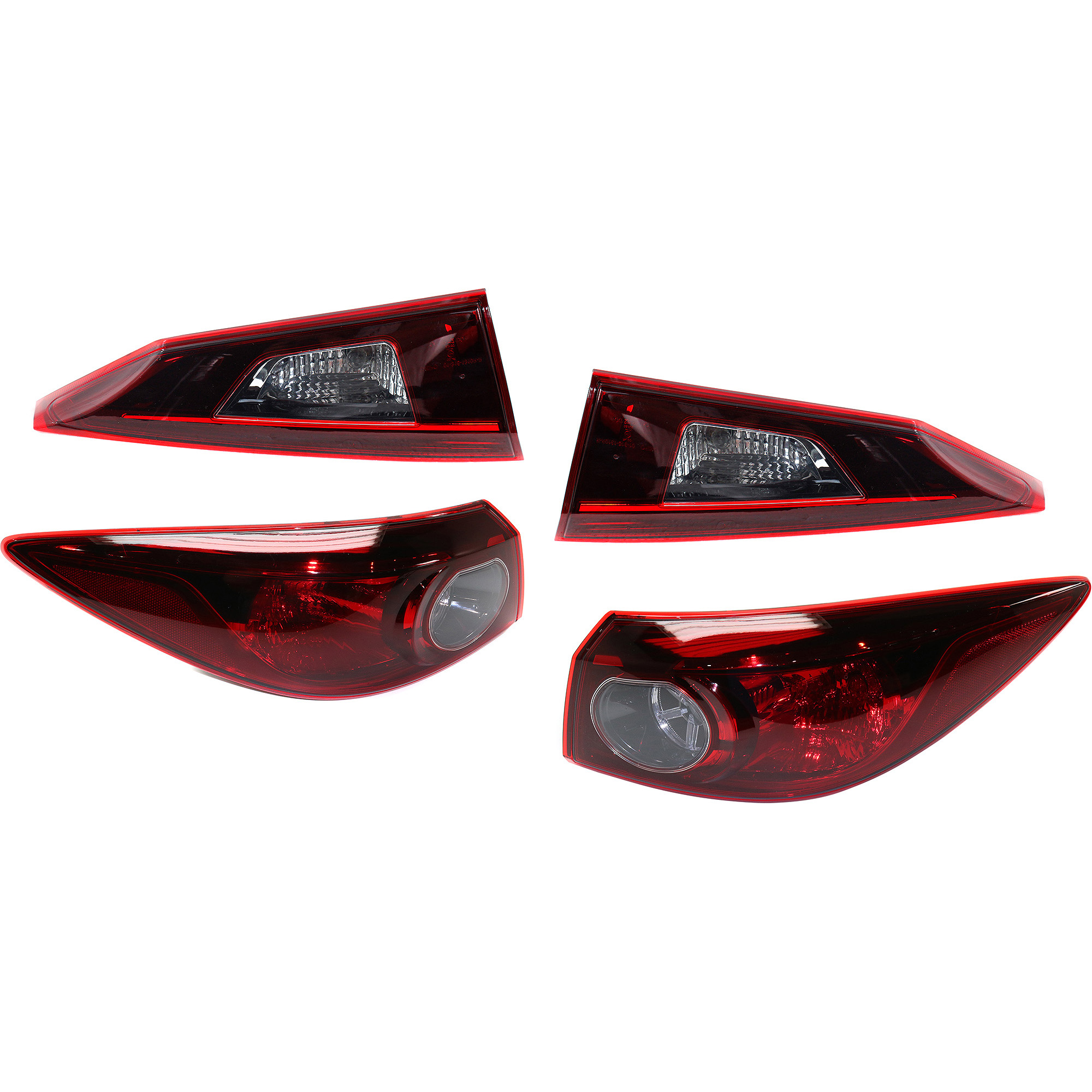 AM MAZDA 3-14-15 TAIL LAMP RH AND LH Inner and Outer Assembly Halogen Sedan Mexico Built Vehicle SKU SET RM73010001-4 Partslink MA2802123 MA2803123 MA2804123 MA2805123 OEM BJT151150A BJT151160A BJT1513F
