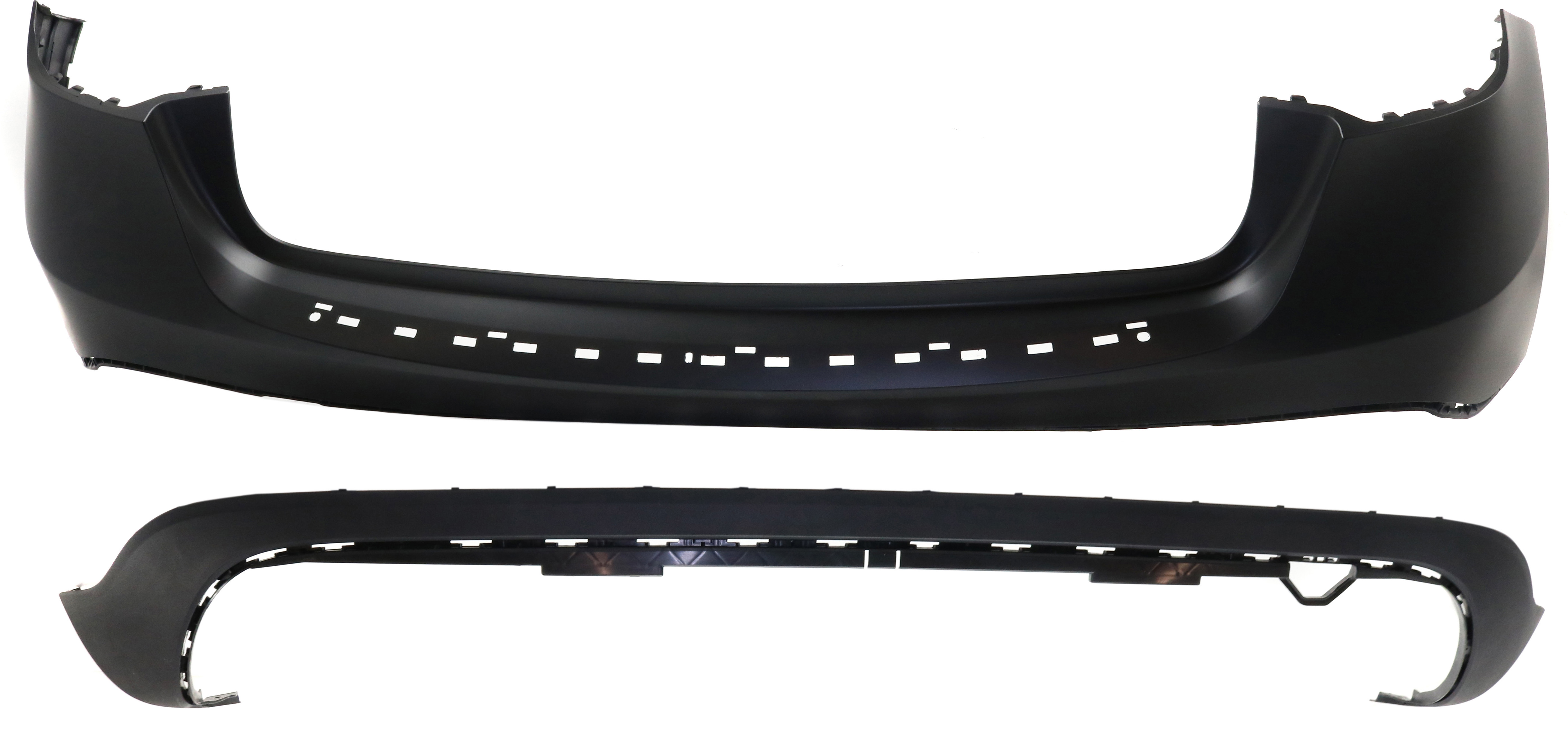 AM GLA250-15-20 REAR BUMPER COVER Upper and Lower Set of 2 w o Sport Pkg CAPA SKU SET RM76010014PQ 2 Partslink MB1115113C MB1114104C OEM 1568850325-15688025409999