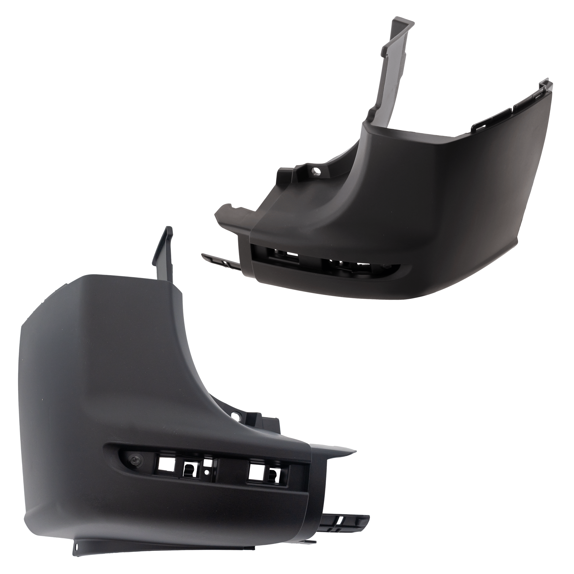 AM MERCEDES BENZ SPRINTER 19-22 REAR BUMPER END RH AND LH Textured w Blind Spot Detection w o Parking Aid Sensor Holes SKU SET RM76110011 Partslink MB1116101 MB1117101 OEM 90788556009K83-90788557009K83