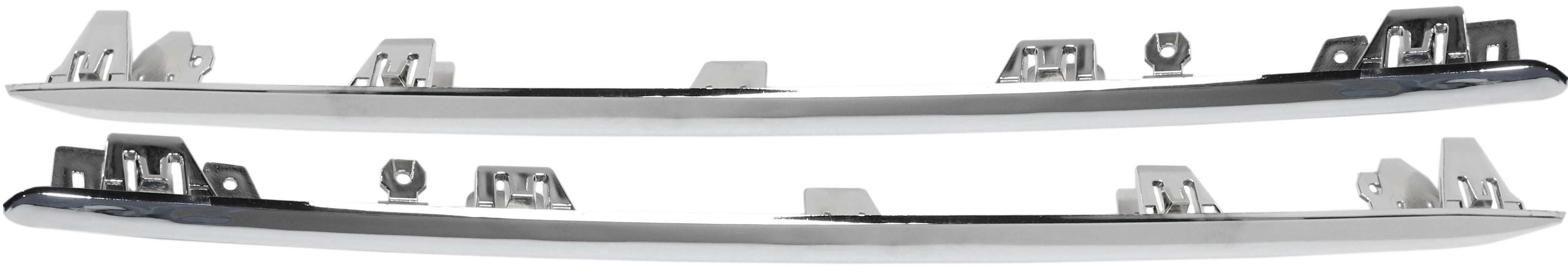 AM E CLASS 14-16 REAR BUMPER MOLDING RH AND LH Impact Strip Chrome w o AMG Styling Pkg. Sedan SKU SET RM76370001 Partslink MB1158113 MB1159113 OEM 2128853521-2128853621