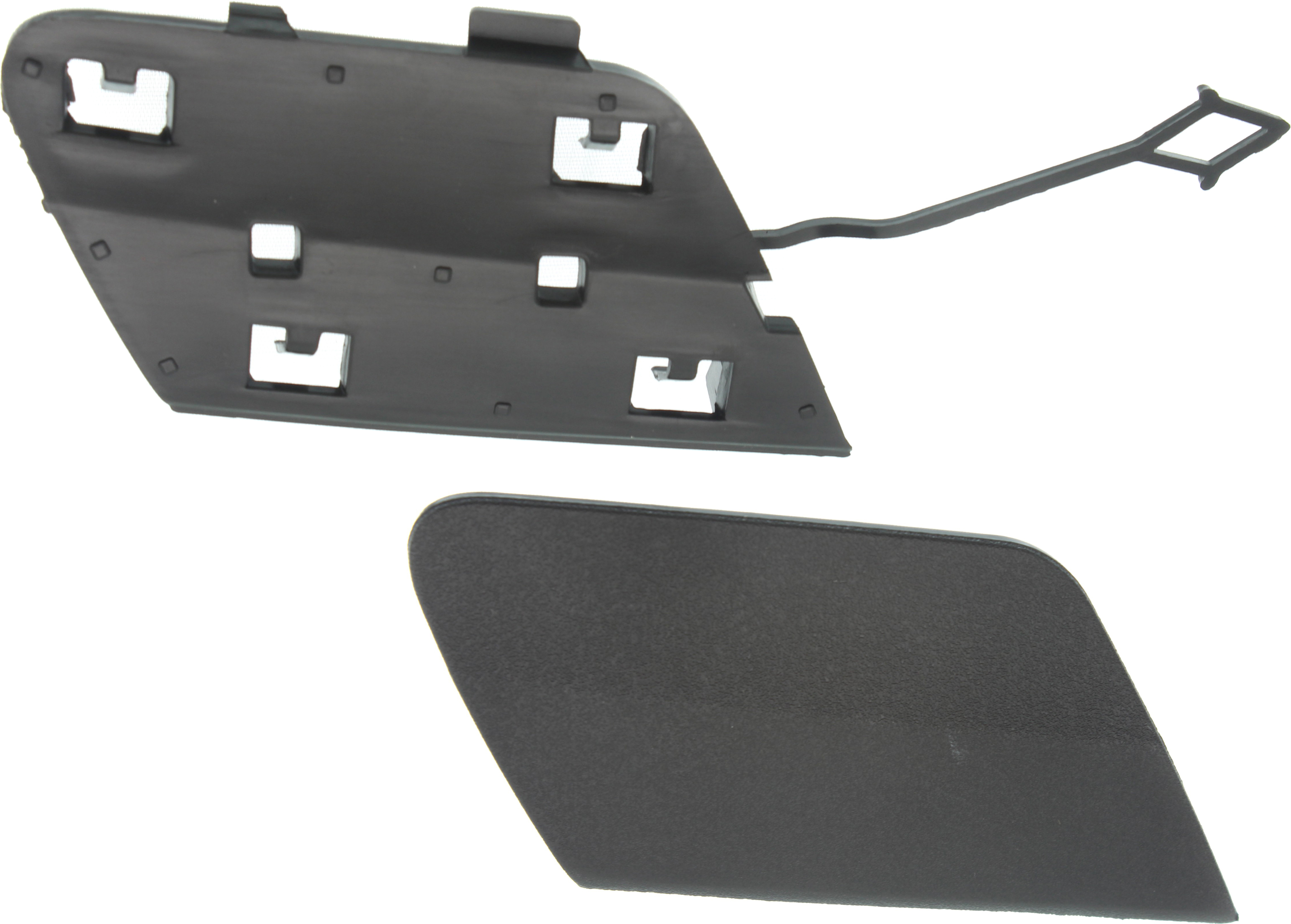 AM E CLASS 14-16 REAR BUMPER TOW HOOK COVER Set of 2 Upper and Lower Textured Black w AMG Styling Pkg Sedan Exc. Hybrid Model SKU SET RM76690004-2 Partslink MB1129124 MB1129123 OEM 2128850356-21288508269999
