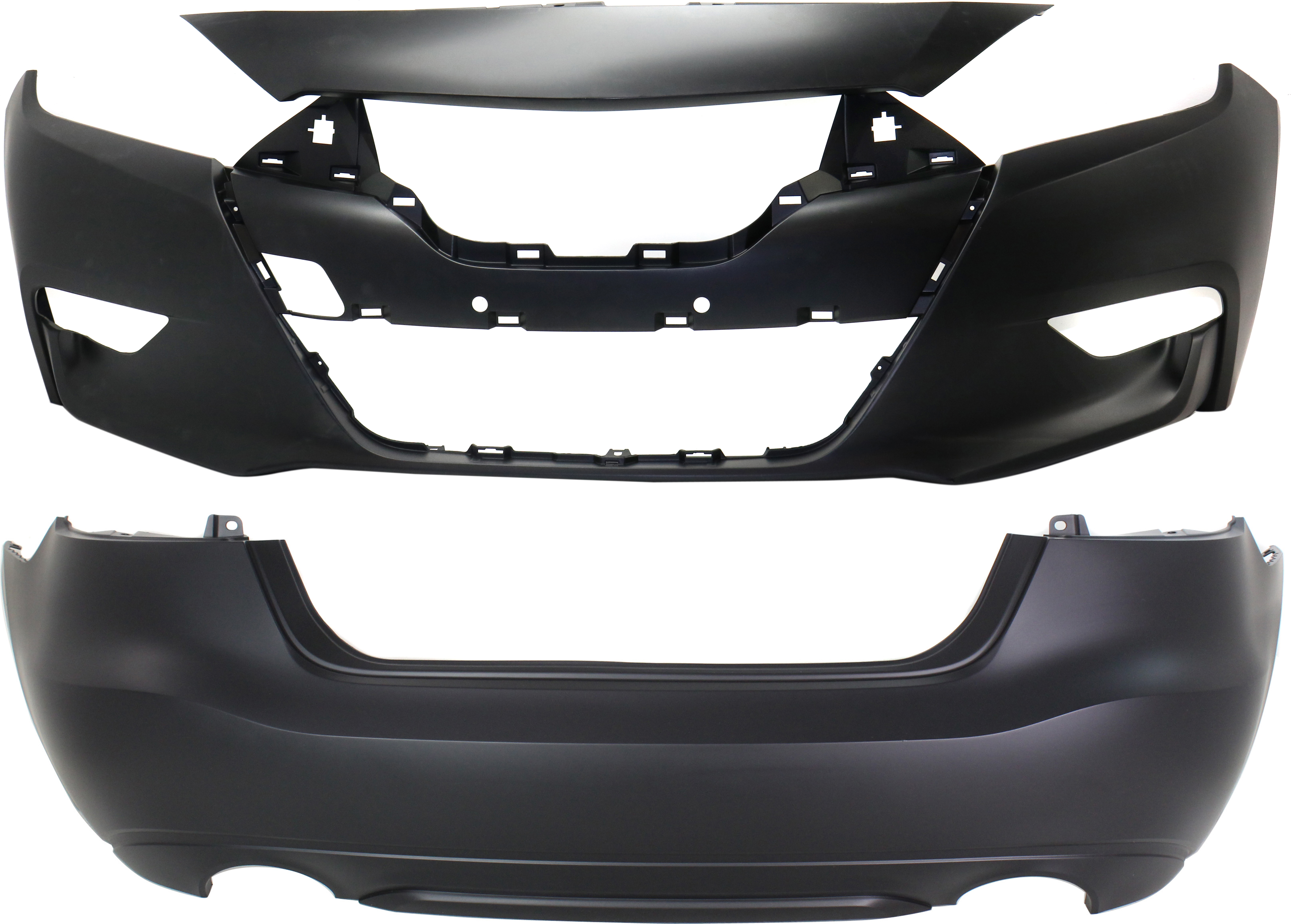 AM MAXIMA 16-18 FRONT AND REAR BUMPER COVER Primed S Model CAPA SKU SET RN01030001PQ 2 Partslink NI1000309C NI1100307C OEM 620224RA0H 850224RA0H