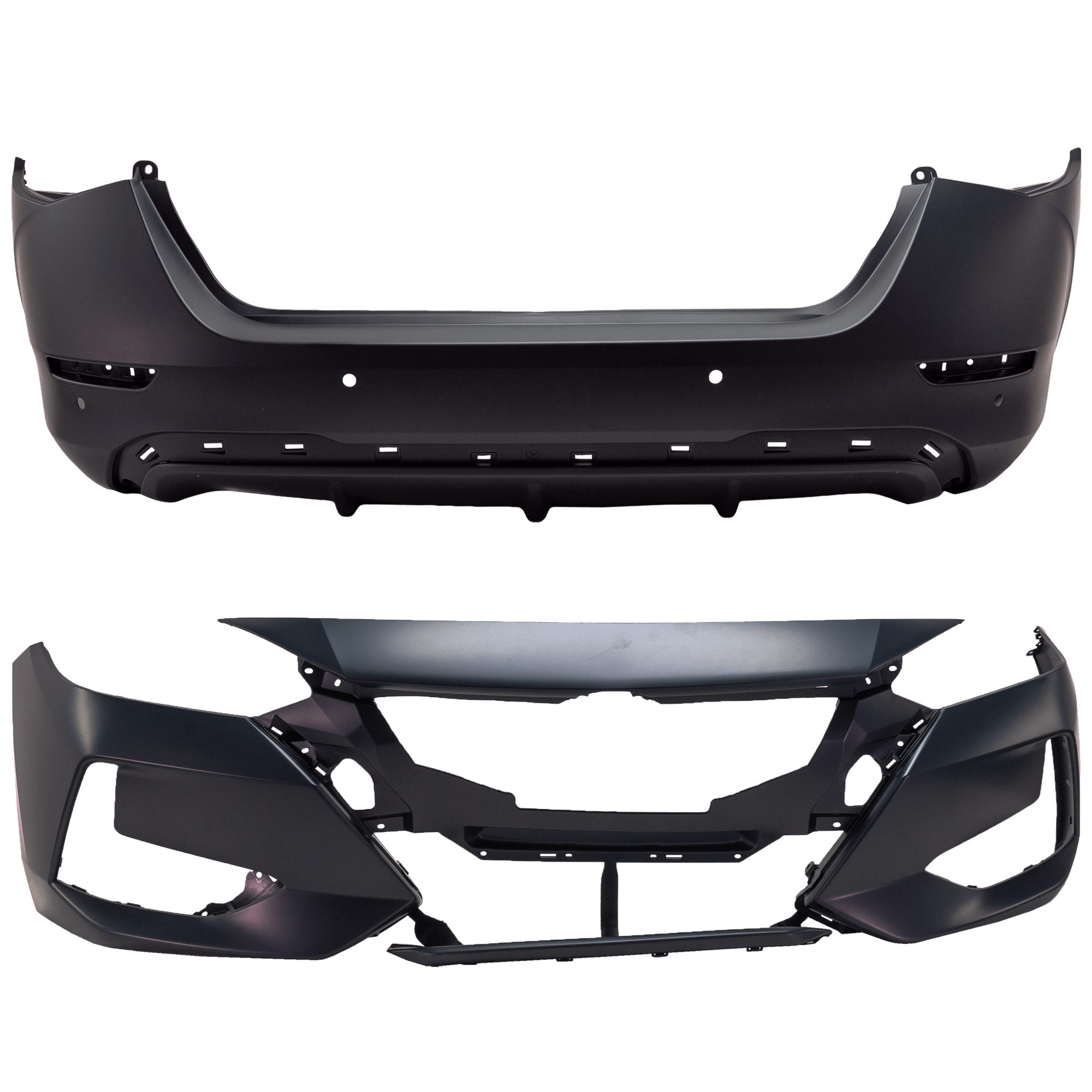 AM SENTRA 20-23 FRONT AND REAR BUMPER COVER Primed SKU SET RN01030033P A Partslink NI1000330 NI1100338 OEM 620226LB0J 850226LE0J 850226LB