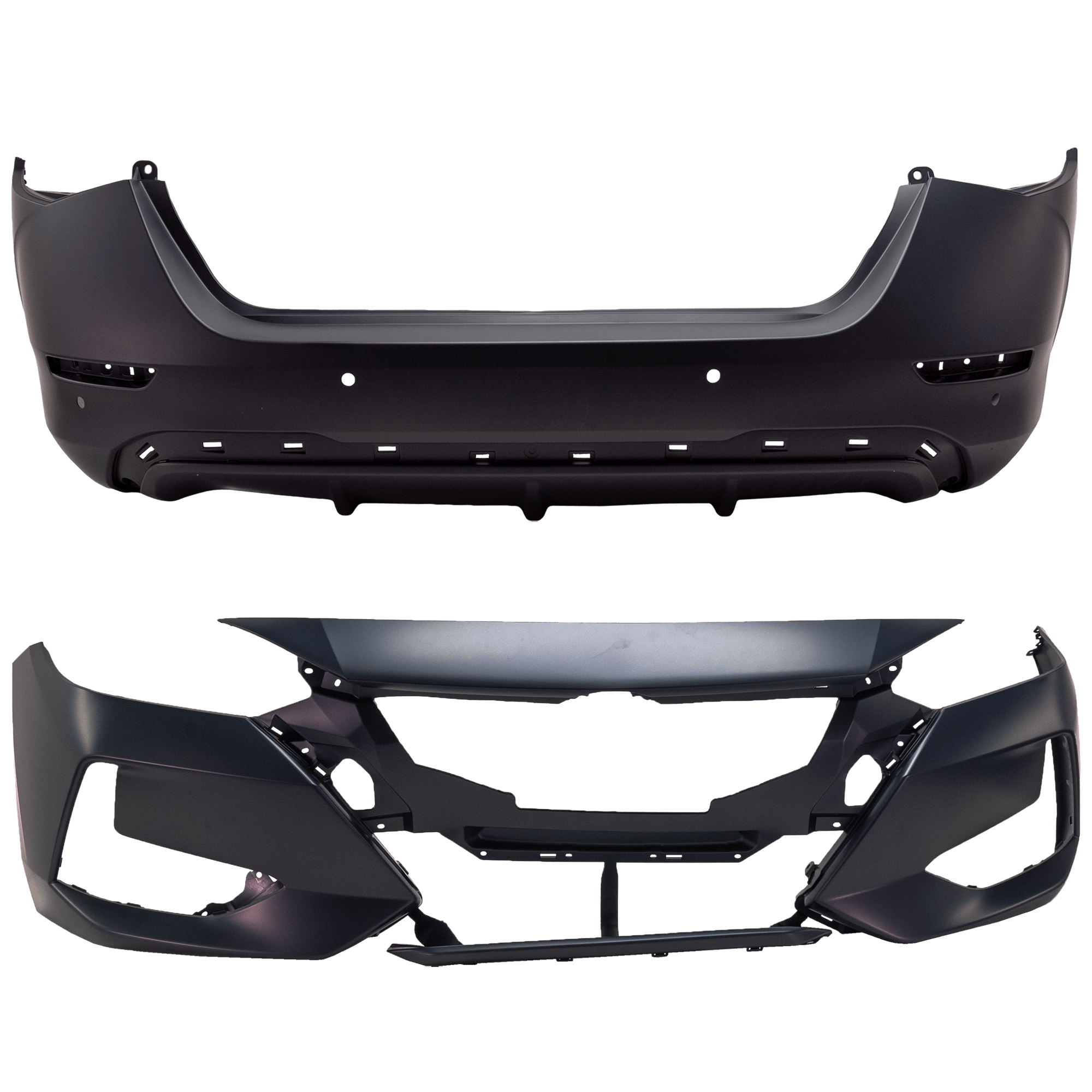 AM SENTRA 20-23 FRONT AND REAR BUMPER COVER Primed CAPA SKU SET RN01030033PQ A Partslink NI1000330C NI1100338C OEM 620226LB0J 850226LE0J 850226LB