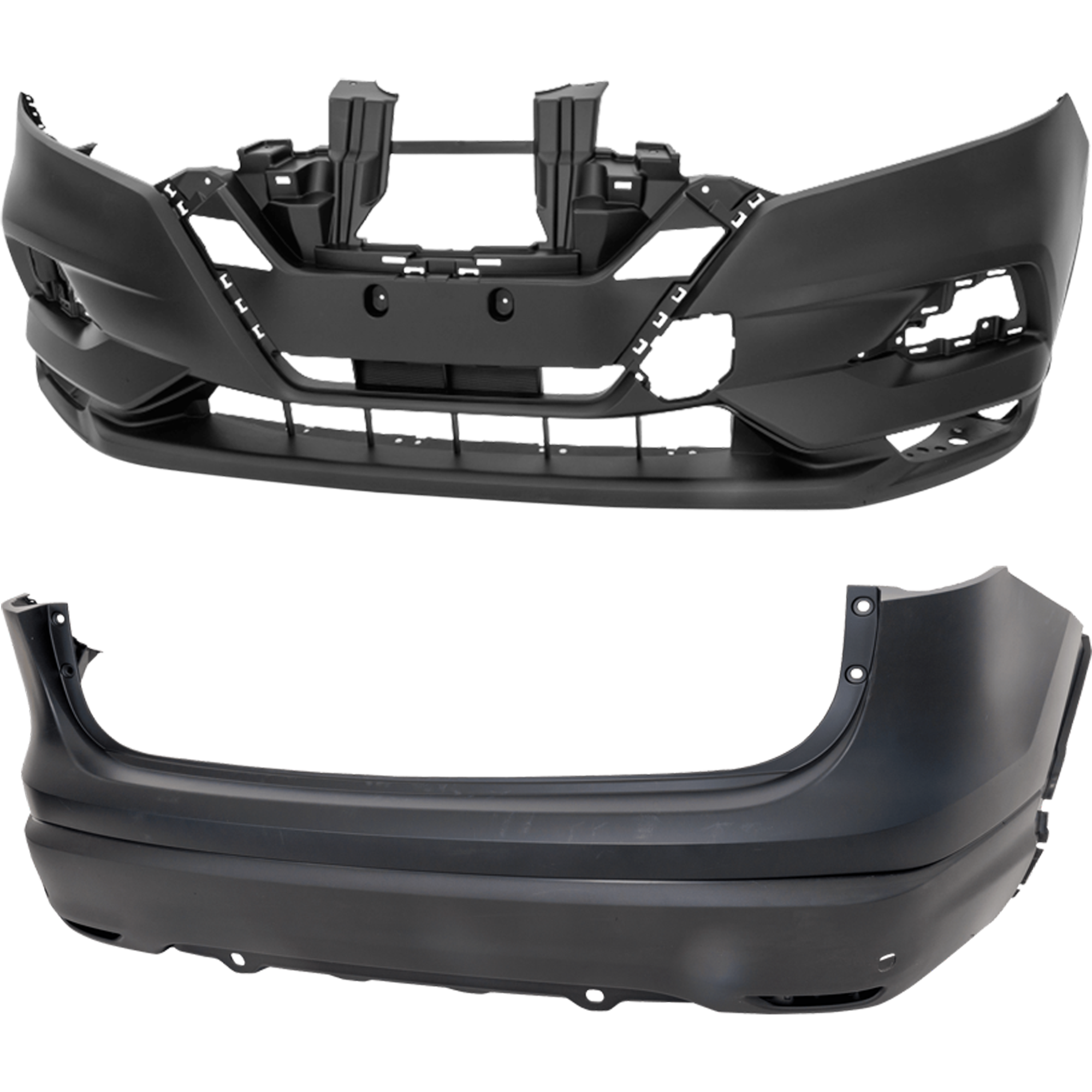 AM ROGUE SPORT 20-22 FRONT AND REAR BUMPER COVER Front Primed Rear Upper Primed Lower Textured SL SV Models w Parking Aid Sensor Holes SKU SET RN01030035P