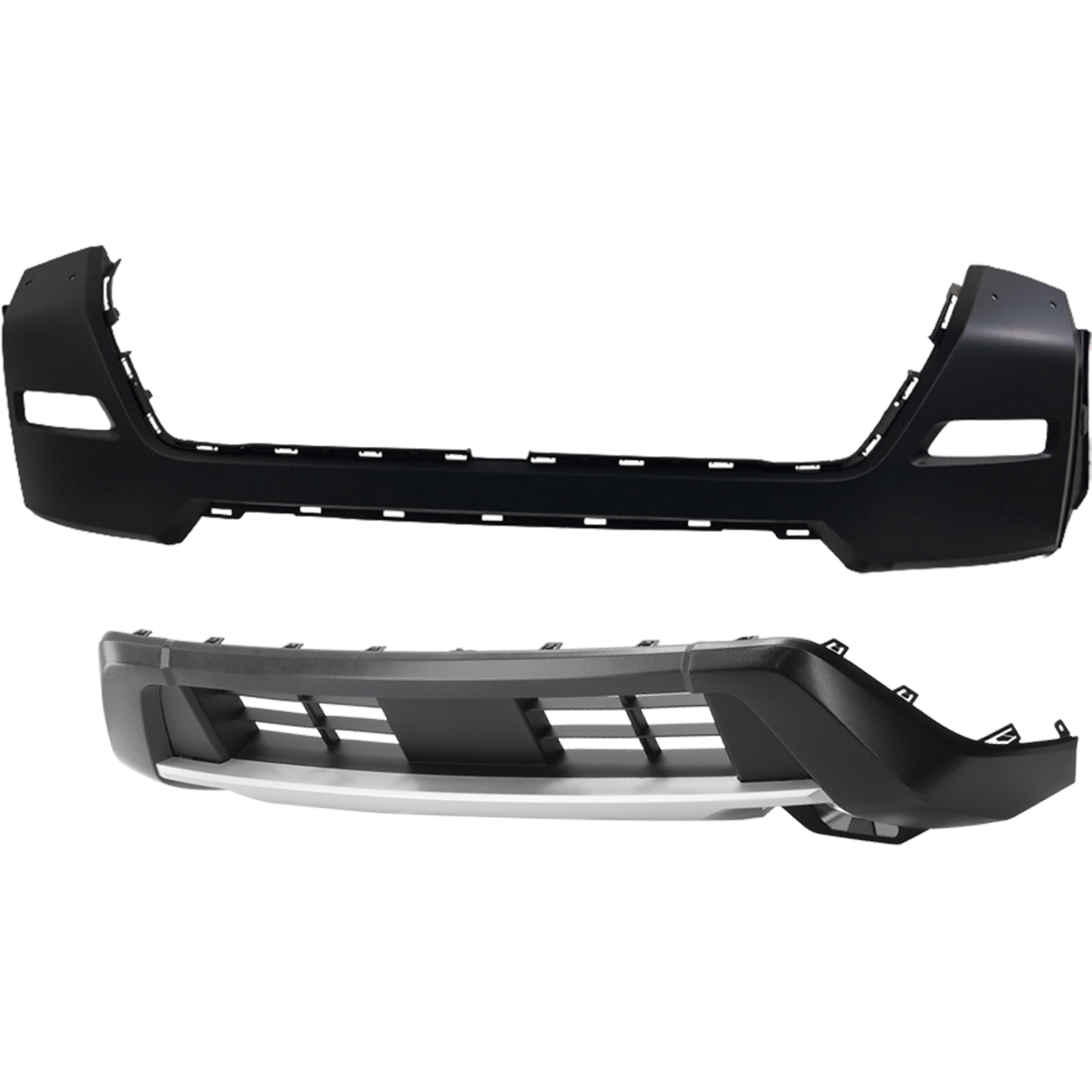 AM FRONTIER 22-24 FRONT BUMPER COVER Upper and Lower Upper Primed Lower Textured PRO X PRO 4X Models SKU SET RN01030046P A Partslink NI1014112 NI1015106 OEM 620259BU0H 620269BU0C