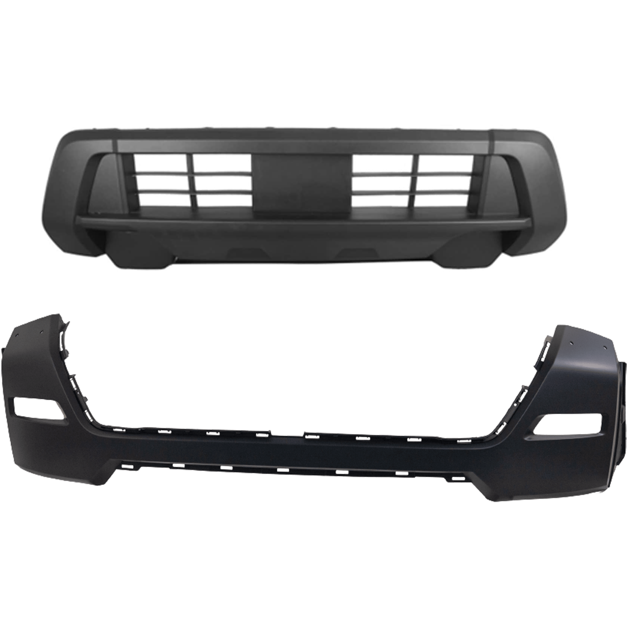 AM FRONTIER 22-24 FRONT BUMPER COVER Upper and Lower Upper Primed Lower Textured S Model RWD CAPA SKU SET RN01030046PQ E Partslink NI1014112C NI1015102C OEM 620259BU0H 620269BU0D