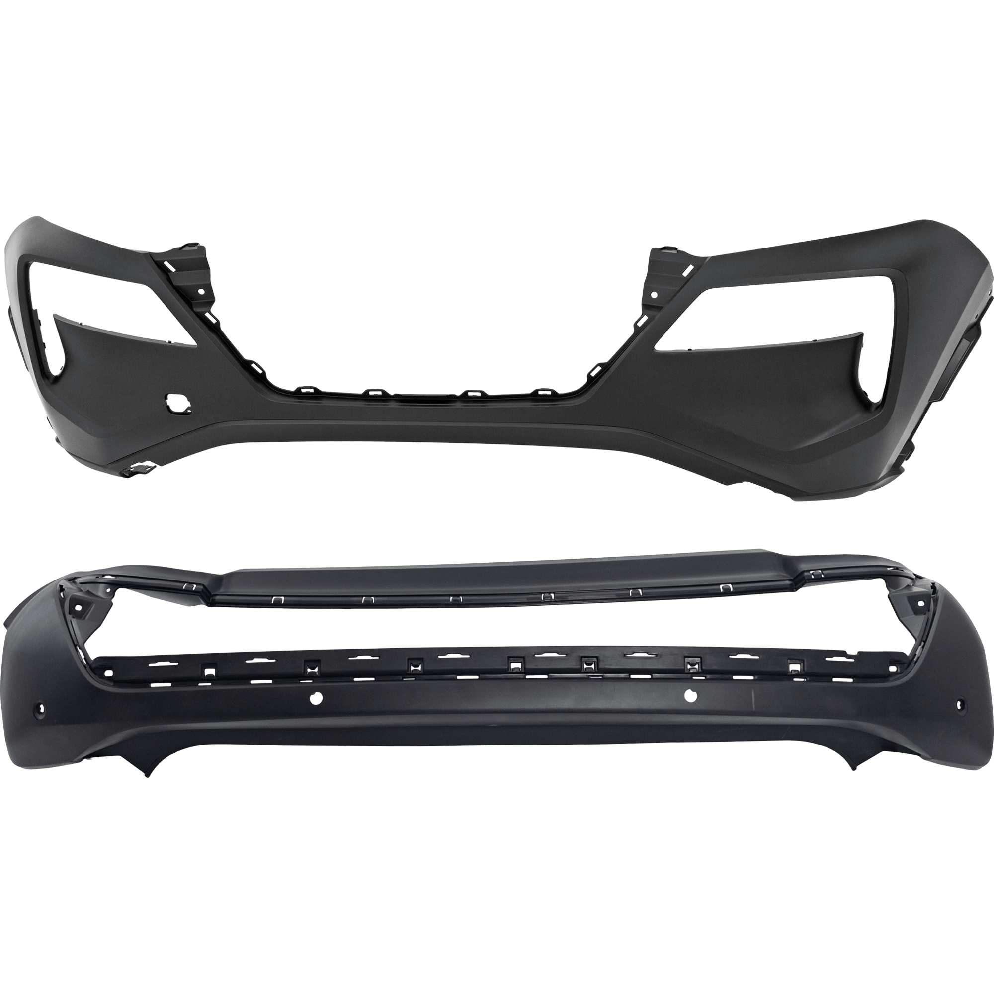 AM ROGUE 21-23 FRONT AND REAR BUMPER COVER Front Primed Rear Textured S SL SV Models USA Built Vehicle w o PDC Sensor Holes SKU SET RN01030047P A