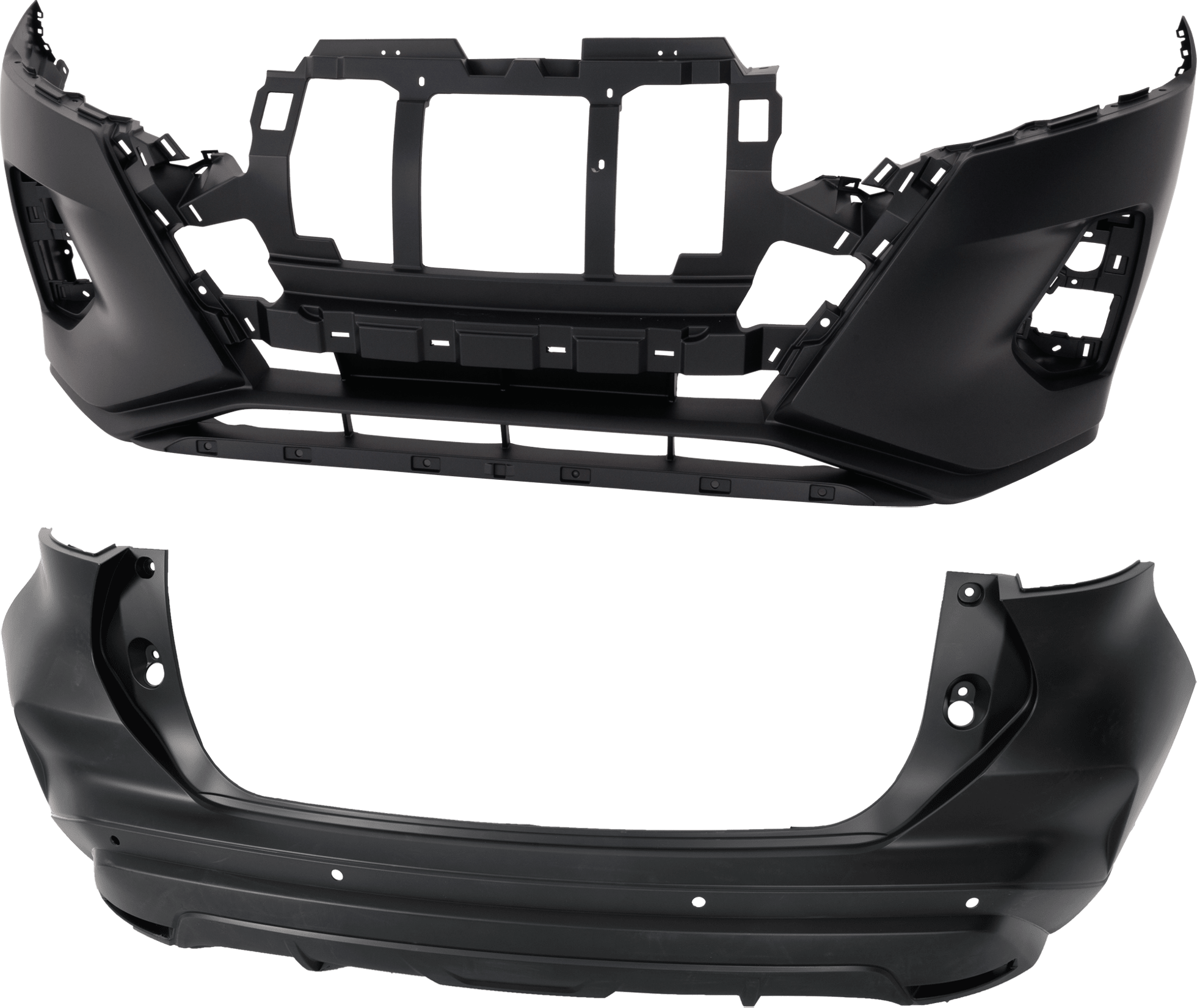 AM KICKS 21-23 FRONT AND REAR BUMPER COVER Primed w Parking Aid Sensor Hole SKU SET RN01030049P A