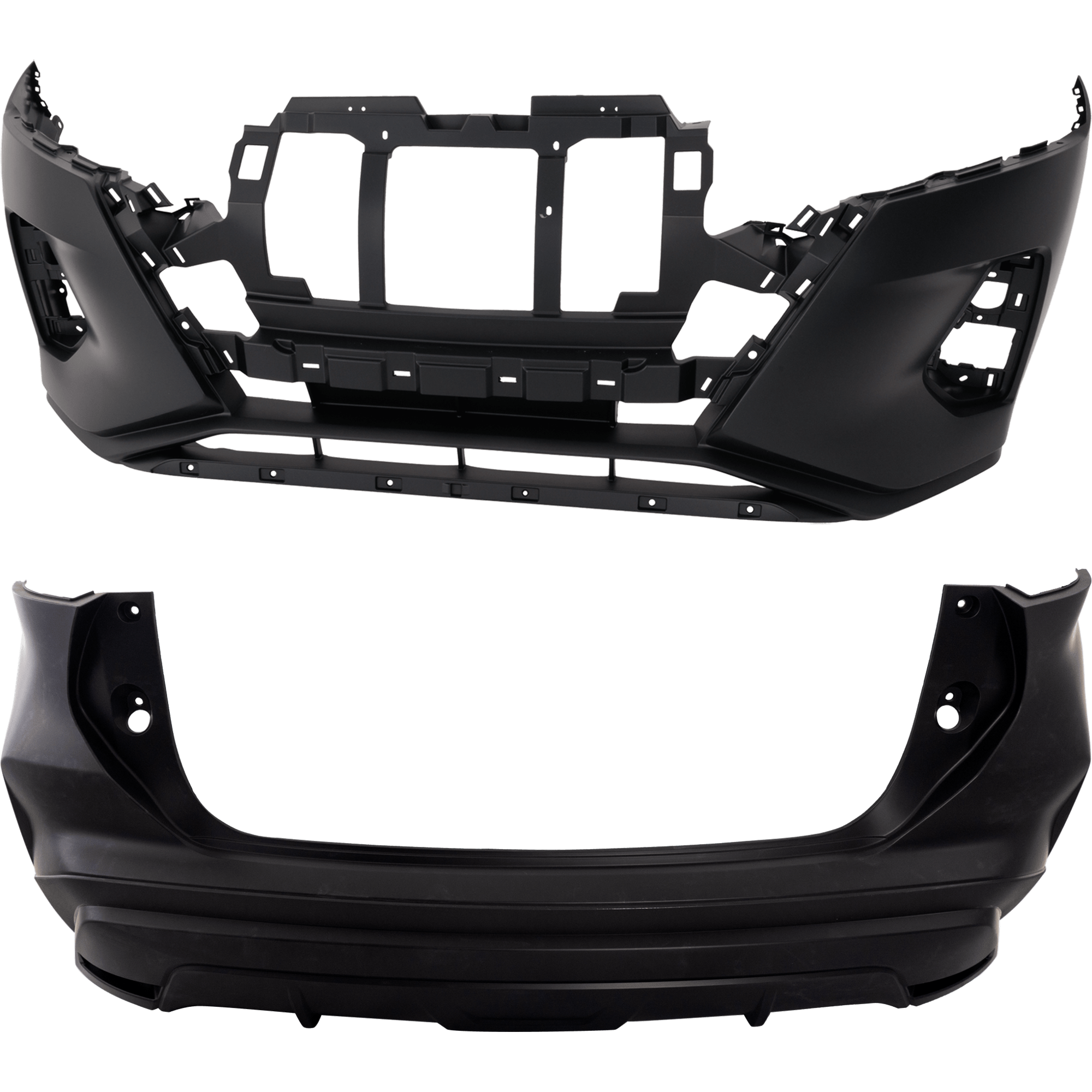 AM KICKS 21-23 FRONT AND REAR BUMPER COVER Primed w o Parking Aid Sensor Hole CAPA SKU SET RN01030049PQ B Partslink NI1000338C NI1100345C OEM 620225R00J 850225R00J