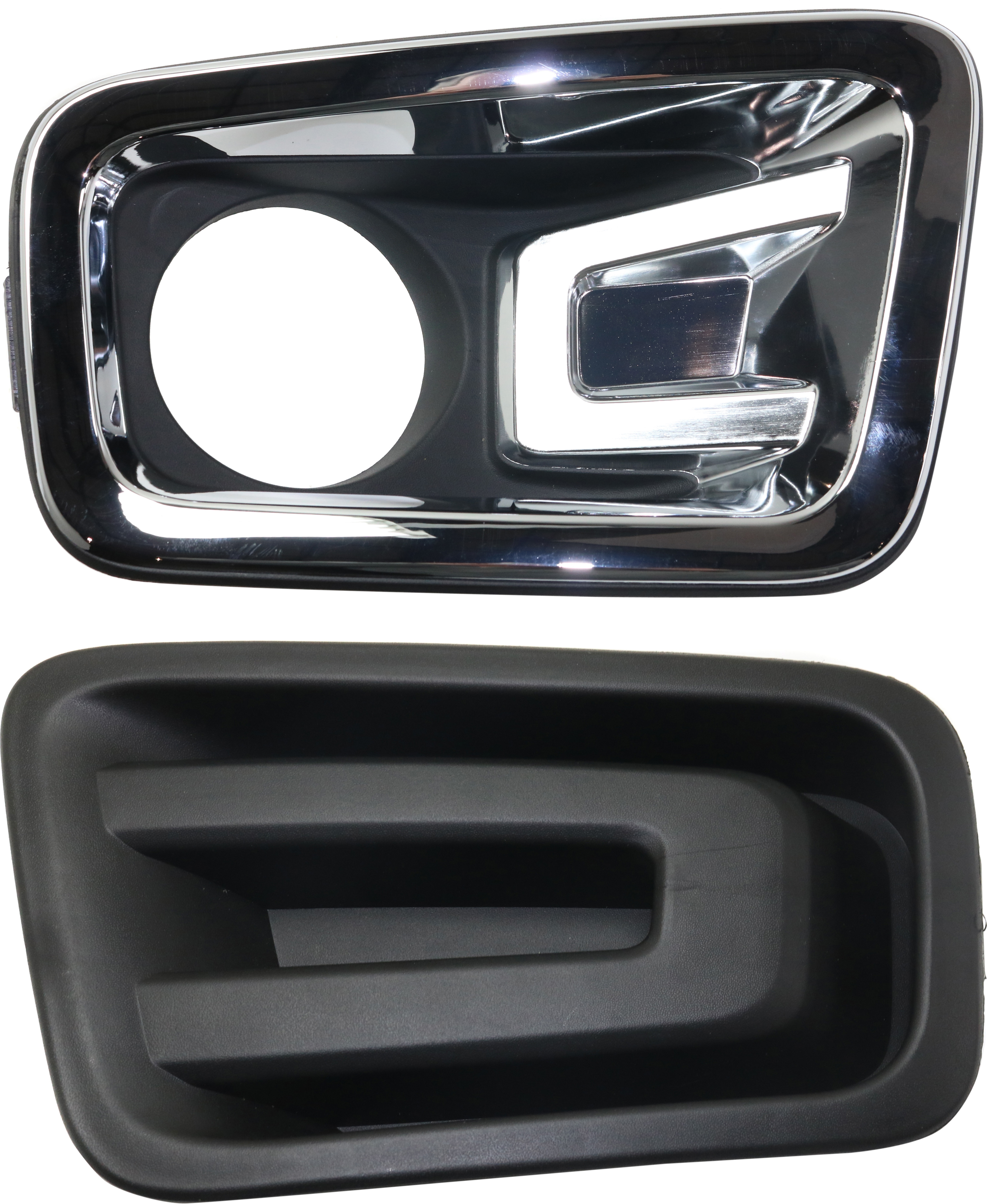 AM TITAN 17-19 TITAN XD 16-19 FRONT FOG LAMP MOLDING RH AND LH Textured Black Crew Cab w o Midnight Edition Pkg. Extended Standard Cab Pickup SKU SET RN10820003 Partslink NI1039152 NI1038152 OEM 62256EZ02B 62257EZ02B