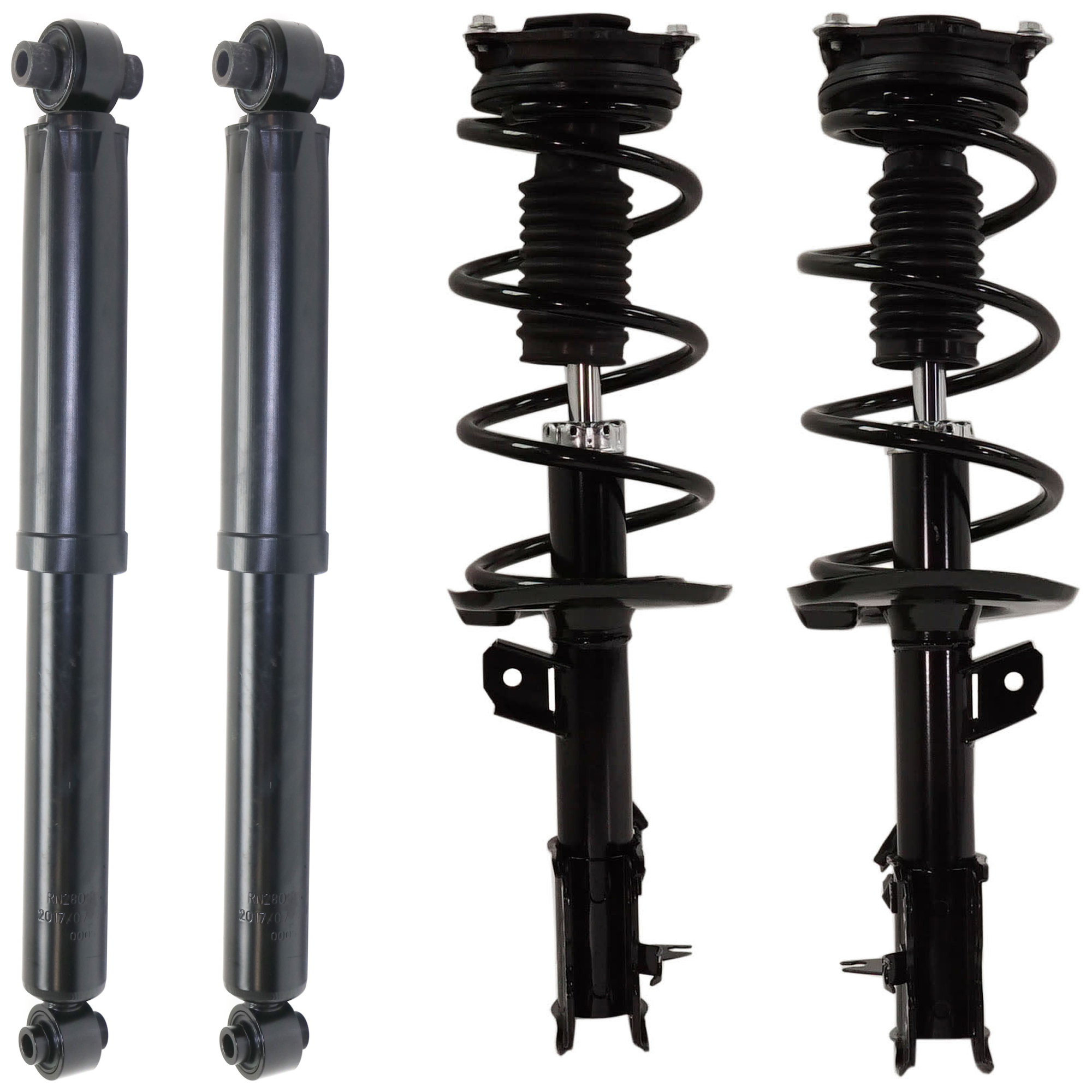 AM ROGUE 12-13 ROGUE SELECT 14-15 FRONT AND REAR SHOCKS AND LOADED STRUTS RH AND LH Front Wheel Drive Set of 4 SKU SET RN28050035-4 OEM 1333511L 172898 SR4554-2701651