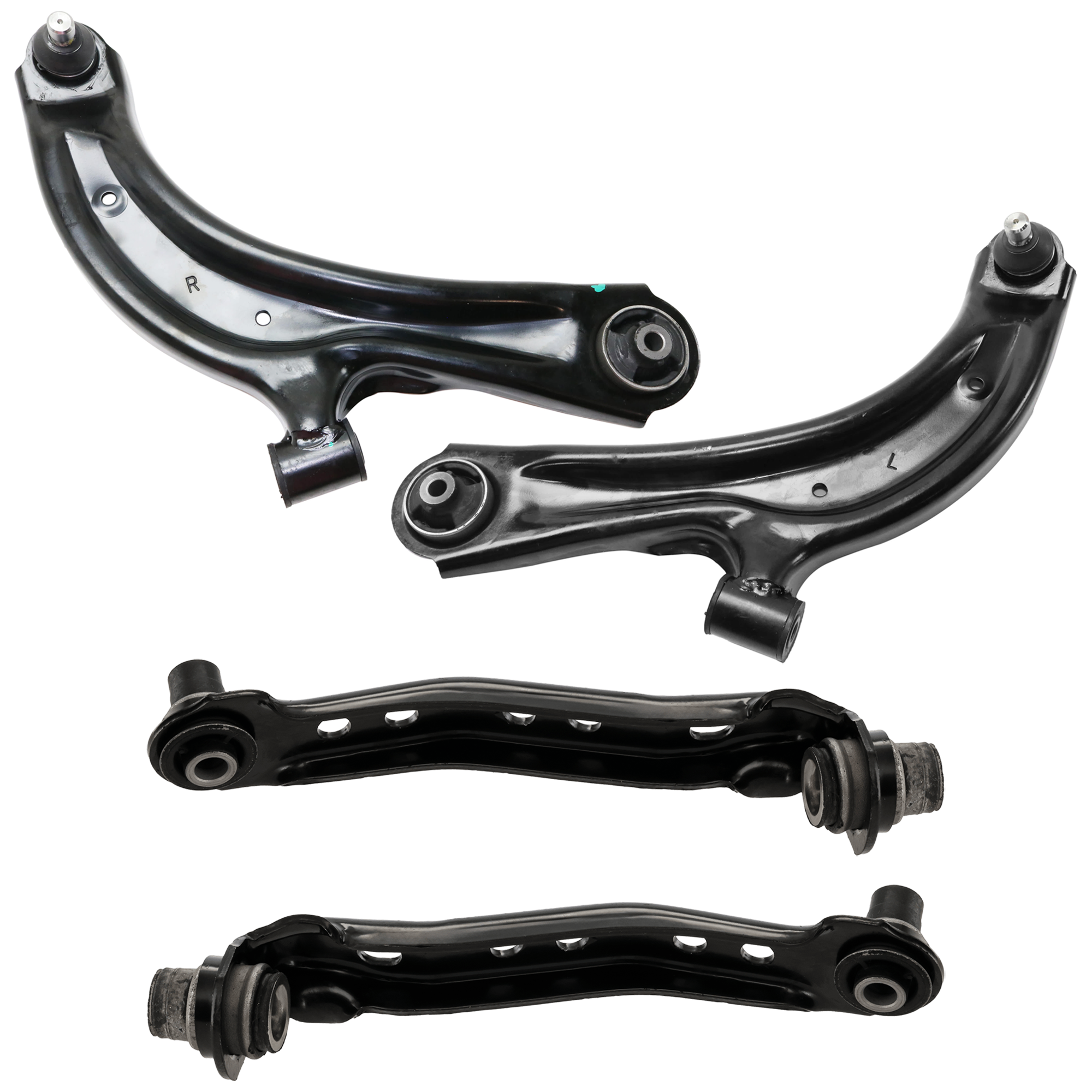 AM NV200-13-20 FRONT CONTROL ARM RH AND LH Upper and Lower w Ball Joint and Bushing Set of 4 SKU SET RN28150007-4 OEM 545003SH2A 545009AM1A 545013SH