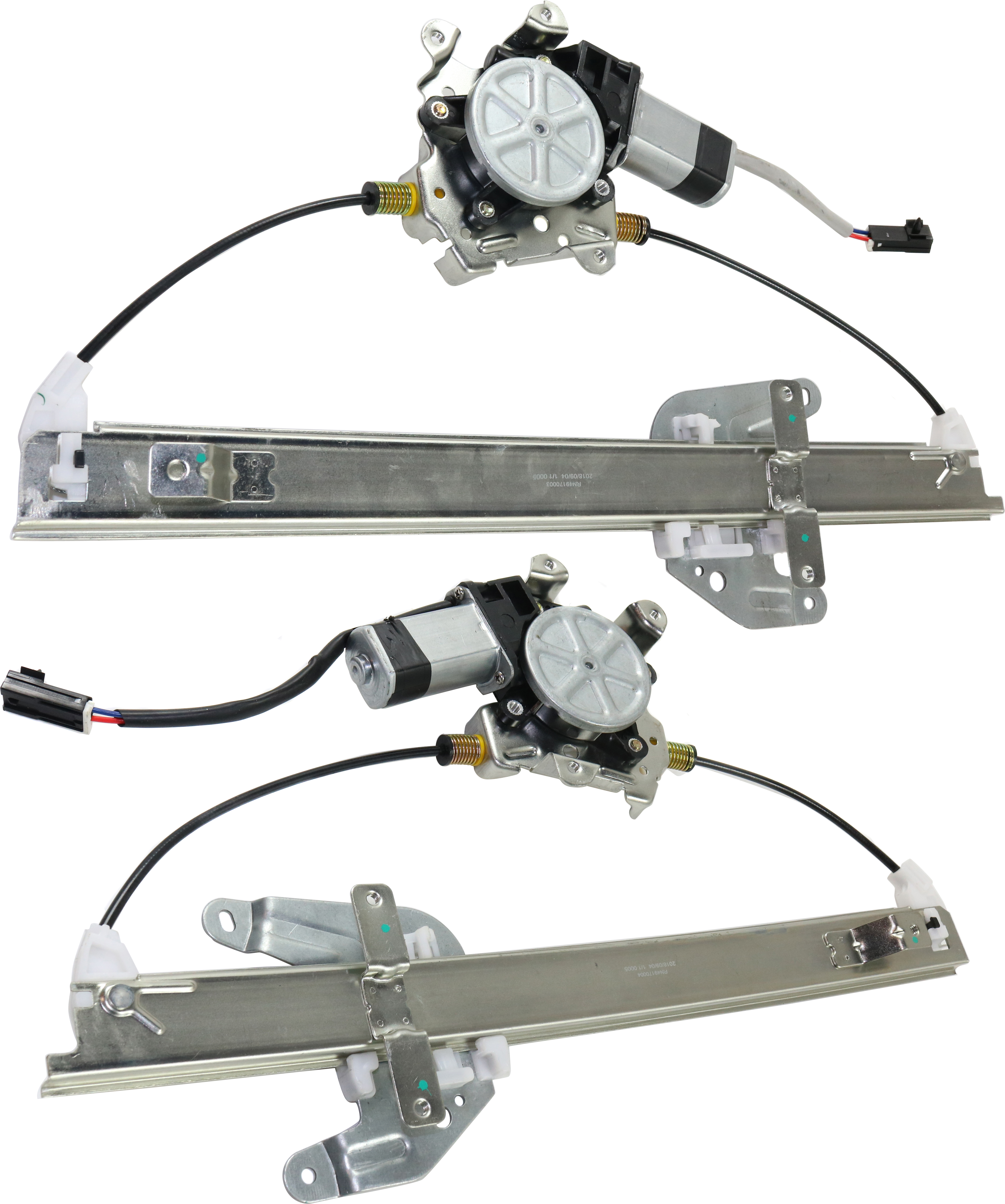 AM FRONTIER 01-01 XTERRA 00-04 REAR WINDOW REGULATOR RH and LH Power w Motor Frontier To 8-00 SKU SET RN49170003 Partslink NI1550128 NI1551128 OEM 827207Z005-827307Z805-827217Z0