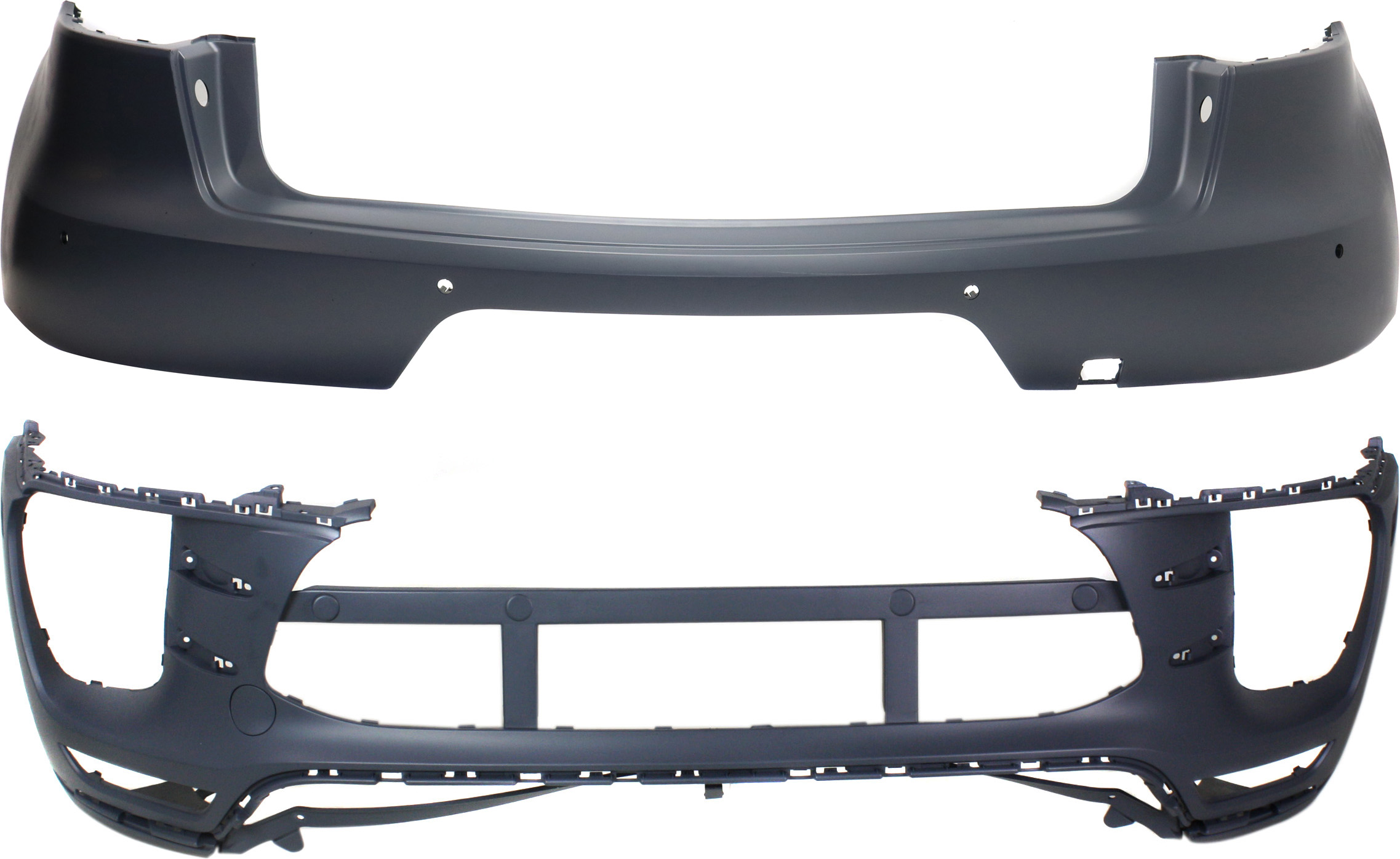 AM MACAN 15-18 FRONT AND REAR BUMPER COVER SKU SET RP01030001P 2 Partslink PO1000194 PO1100156 OEM 95B807217GG2X 95B807417KG2X