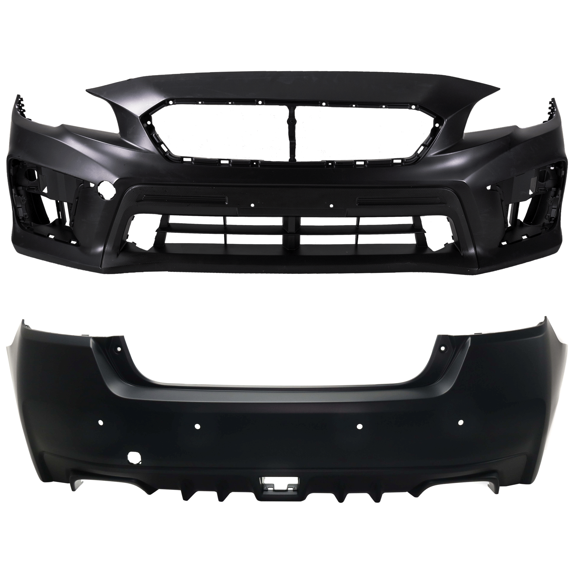 AM WRX 18-21 FRONT AND REAR BUMPER COVER Primed SKU SET RS01030010P A Partslink SU1000190 SU1100176 OEM 57702VA040-57704VA050