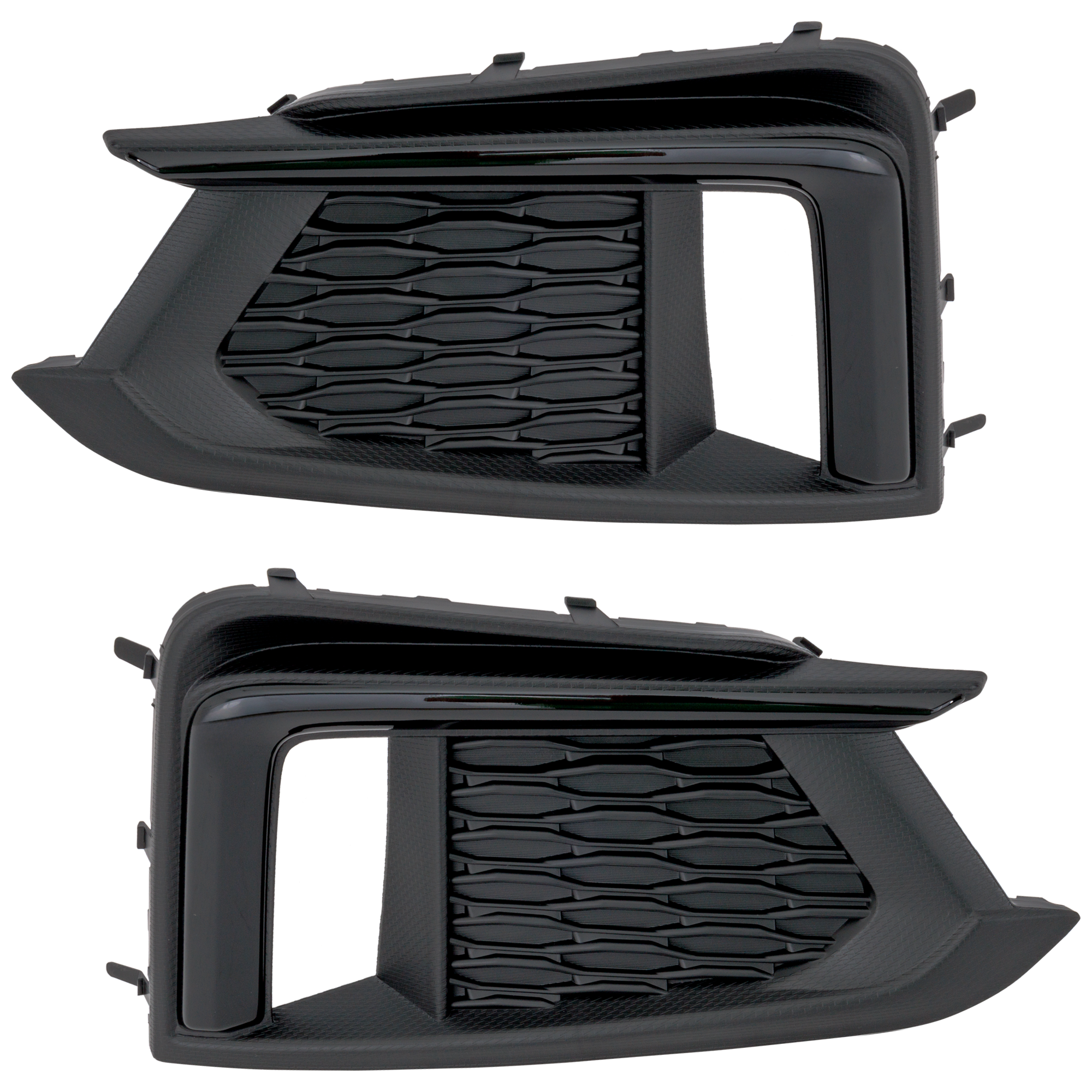 AM IMPREZA 17-19 FRONT FOG LAMP COVER RH AND LH Textured Glossy Black w Daytime Running Light SKU SET RS10770005 Partslink SU1039129 SU1038129 OEM 57731FL28A 57731FL29A