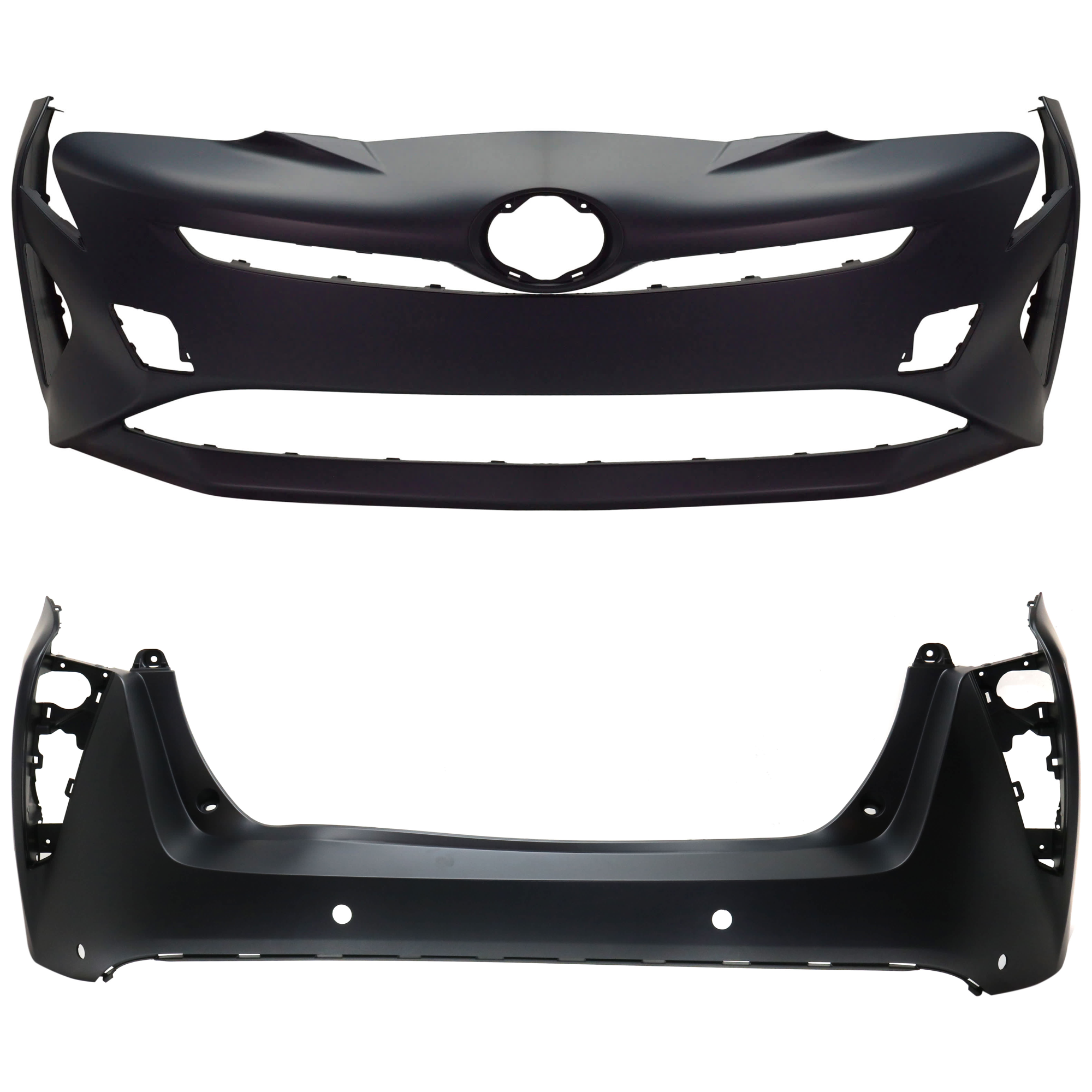AM PRIUS 16-18 FRONT AND REAR BUMPER COVER Primed Front w o parking aid sensor holes Rear w parking aid sensor holes SKU SET RT01030002P A