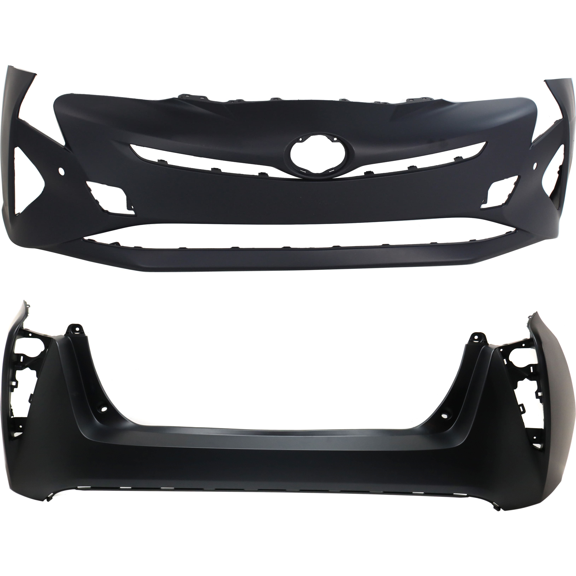 AM PRIUS 16-18 FRONT AND REAR BUMPER COVER Primed Front w parking aid sensor holes Rear w o parking aid sensor holes SKU SET RT01030004P B