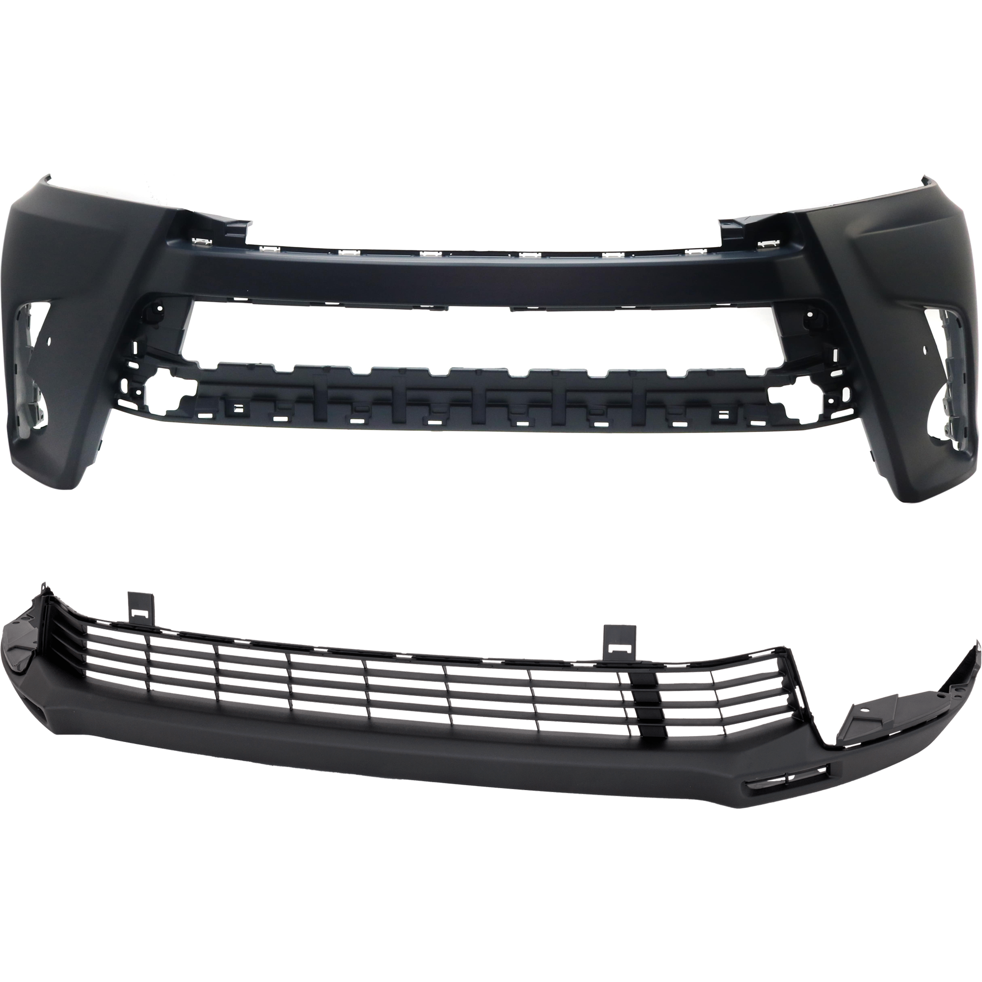 AM HIGHLANDER 17-19 FRONT BUMPER COVER Upper and Lower Upper Primed Lower Textured w Object Sensor Holes SKU SET RT01030010P