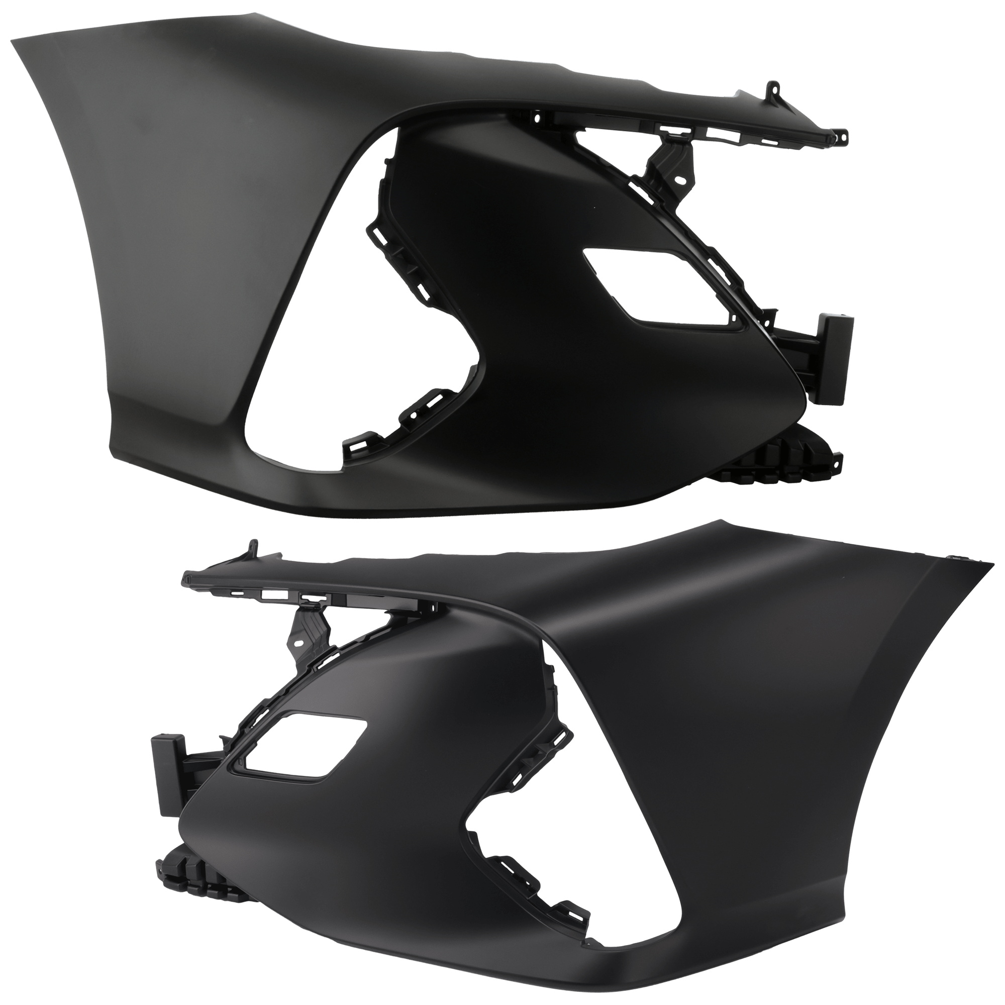 AM PRIUS PRIME 17-22 FRONT BUMPER COVER RH AND LH Primed w o Parking Aid Sensor Holes CAPA SKU SET RT01030031PQ Partslink TO1017100C TO1016100C OEM 5211247901-5211347901