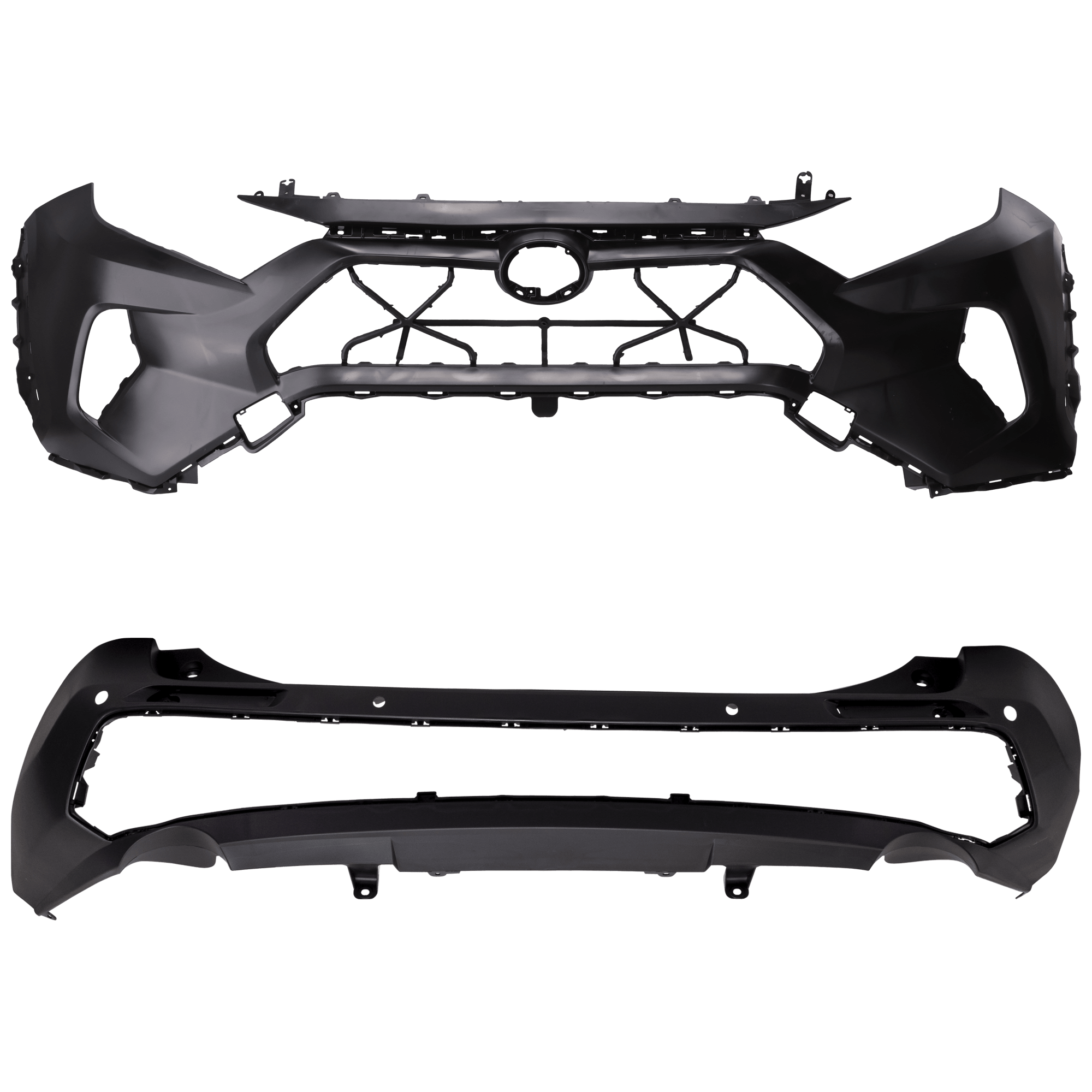 AM RAV4-19-24 FRONT AND REAR BUMPER COVER Front Primed Rear Textured Limited Hybrid Limited Adventure Trail TRD Off Road Models North America Built Vehicle SKU SET RT01030048P A