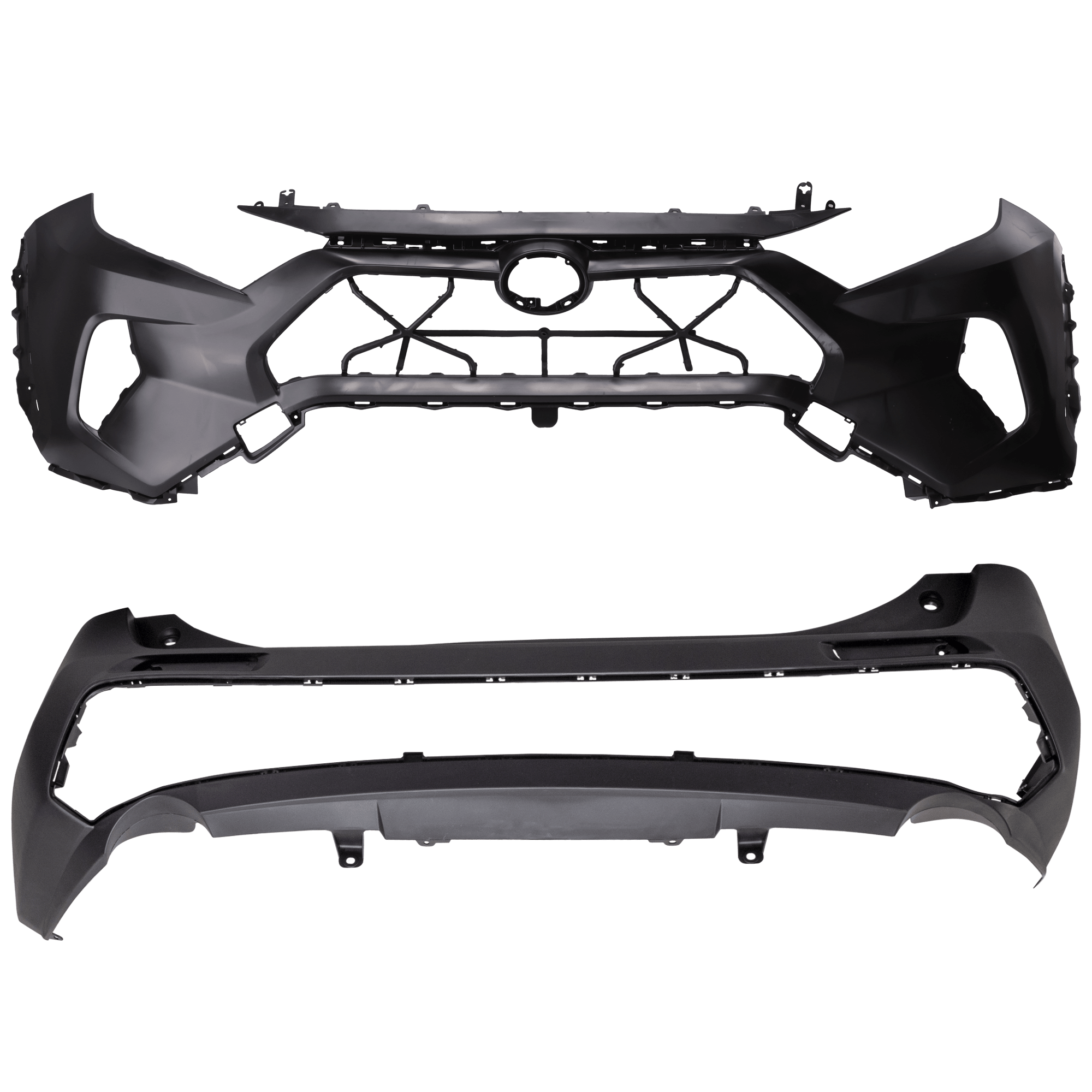 AM RAV4-24-24 FRONT AND REAR BUMPER COVER Front Primed Rear Textured Adventure Trail TRD Off Road Models North America Built Vehicle SKU SET RT01030048P B