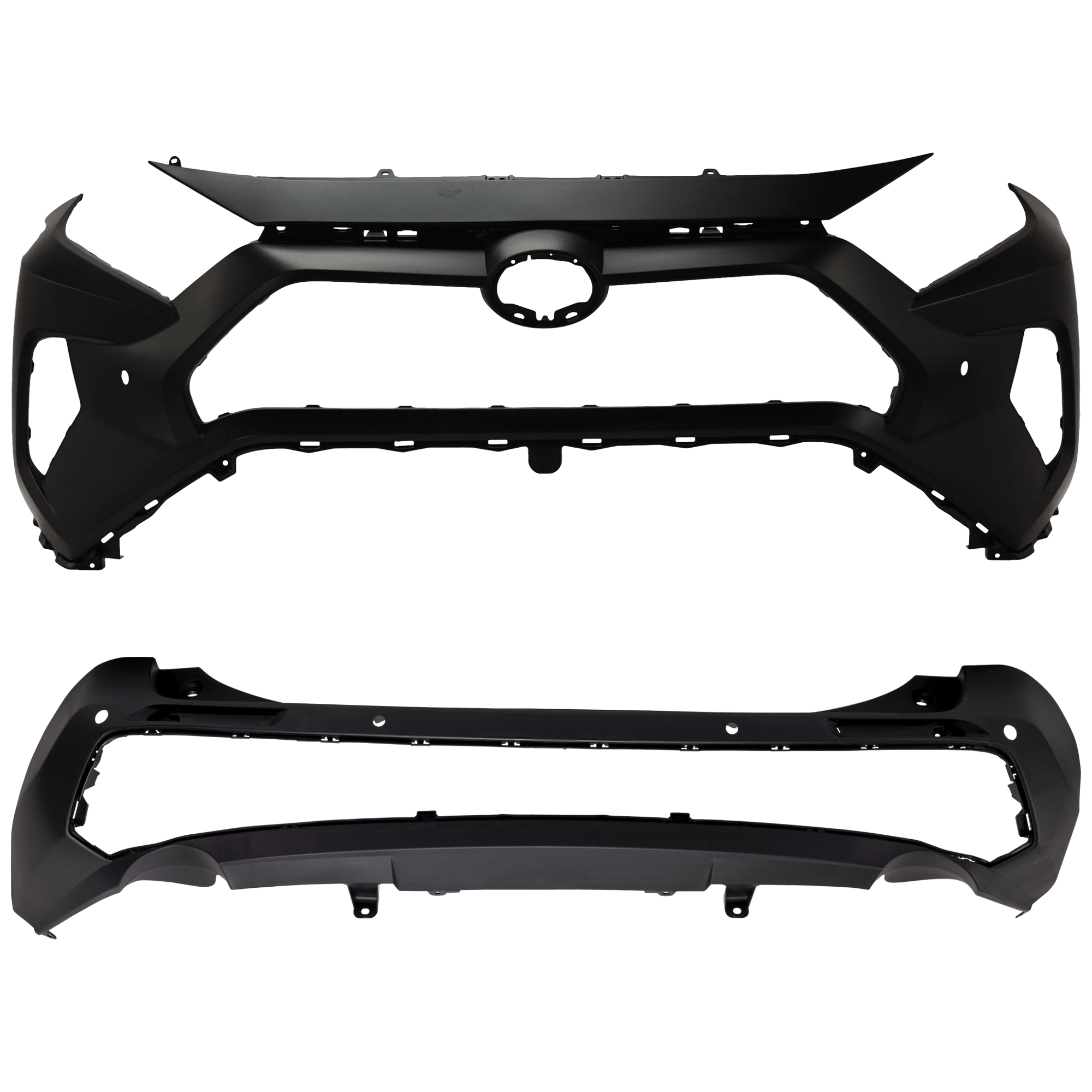 AM RAV4-19-24 FRONT AND REAR BUMPER COVER Front Primed Rear Textured Limited Hybrid Limited Models North America Built Vehicle SKU SET RT01030049P A