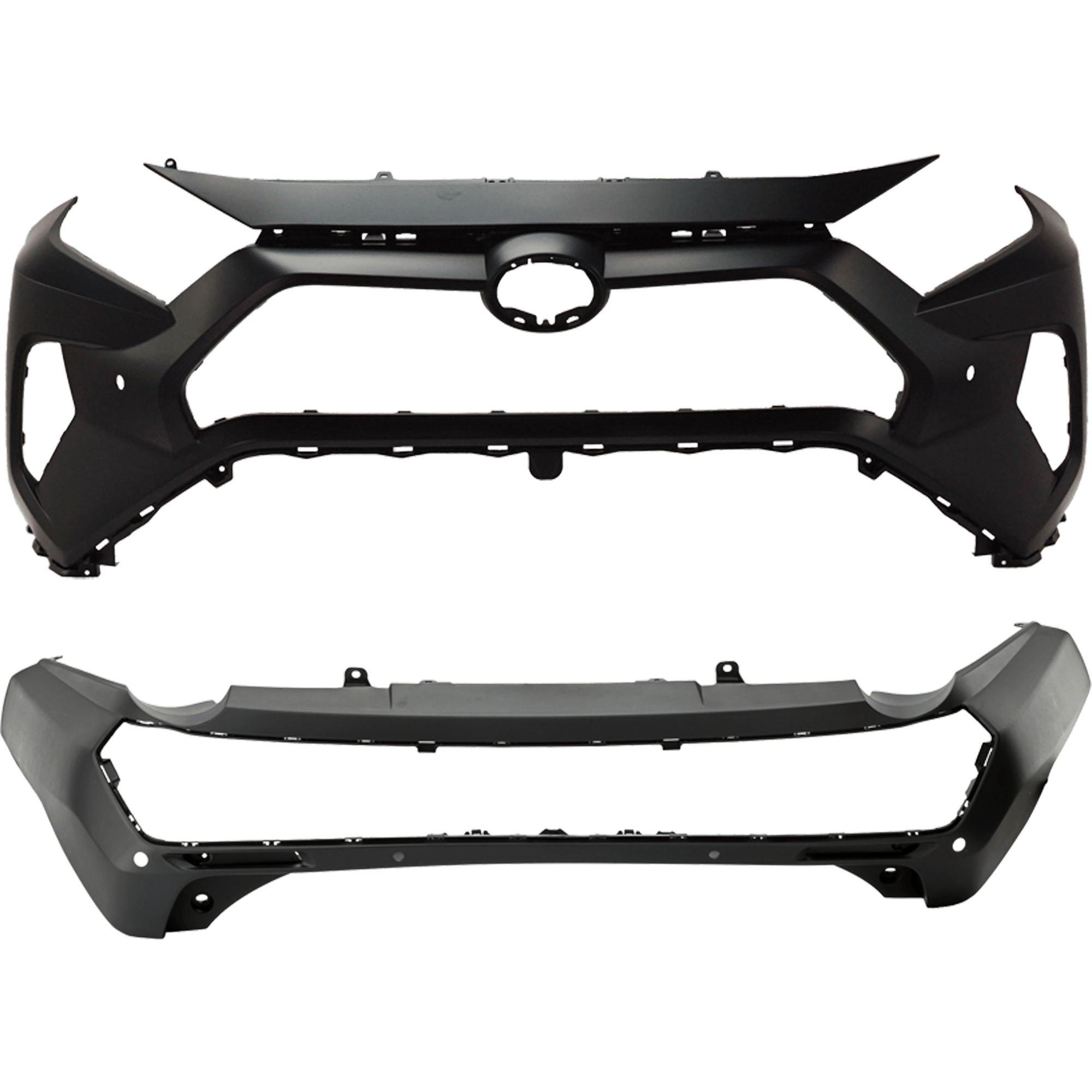 AM RAV4-19-24 FRONT AND REAR BUMPER COVER Front Primed Rear Textured Limited Hybrid Limited Models North America Built Vehicle CAPA SKU SET RT01030049PQ Partslink TO1000450C TO1100349C OEM 521190R920-521590R200