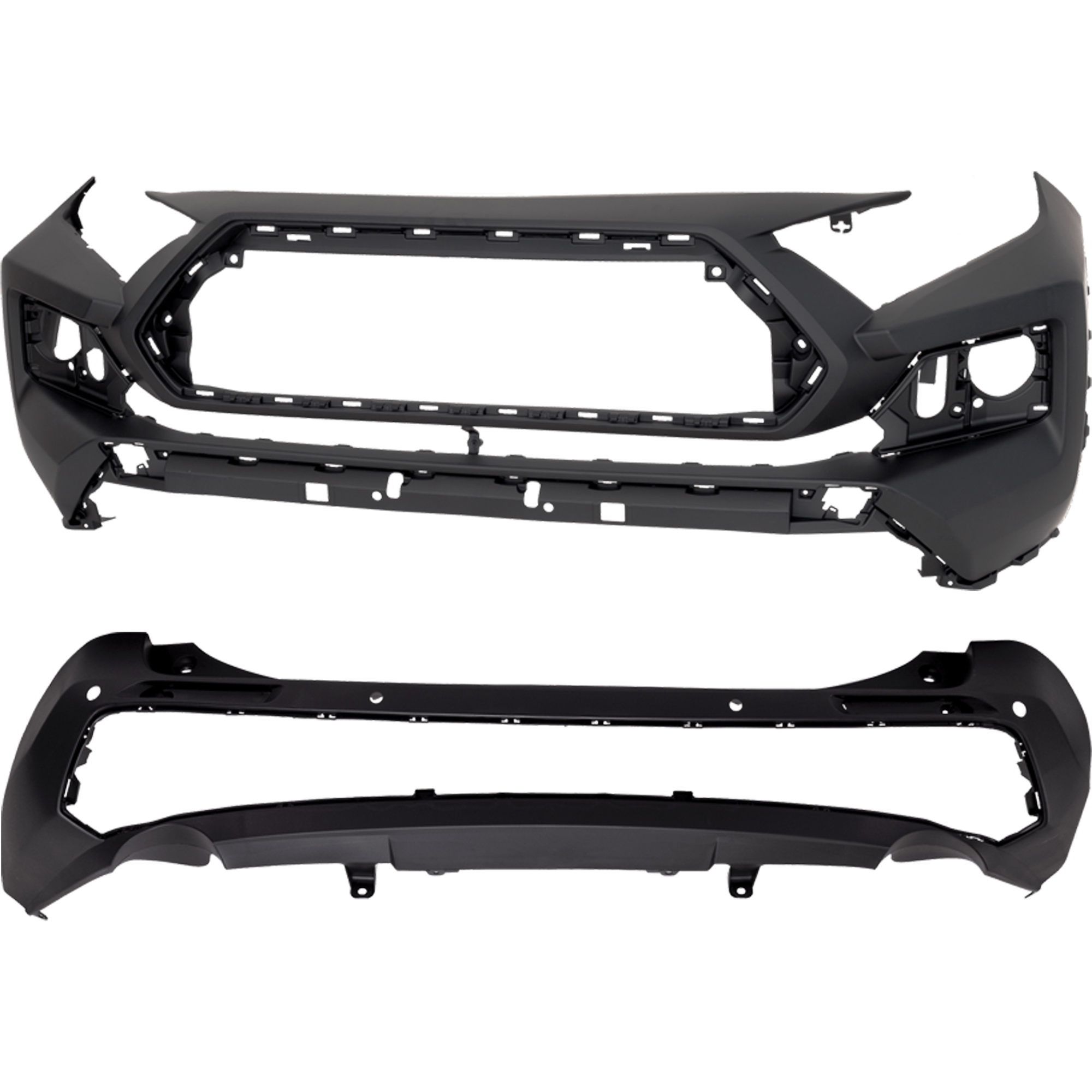 AM RAV4-19-24 FRONT AND REAR BUMPER COVER Front Primed Rear Textured Adventure Trail TRD Off Road Models Japan Built Vehicle Front w o Parking Aid Sensor Holes Rear w Parking Aid Sensor Ho SKU SET RT01030064P A