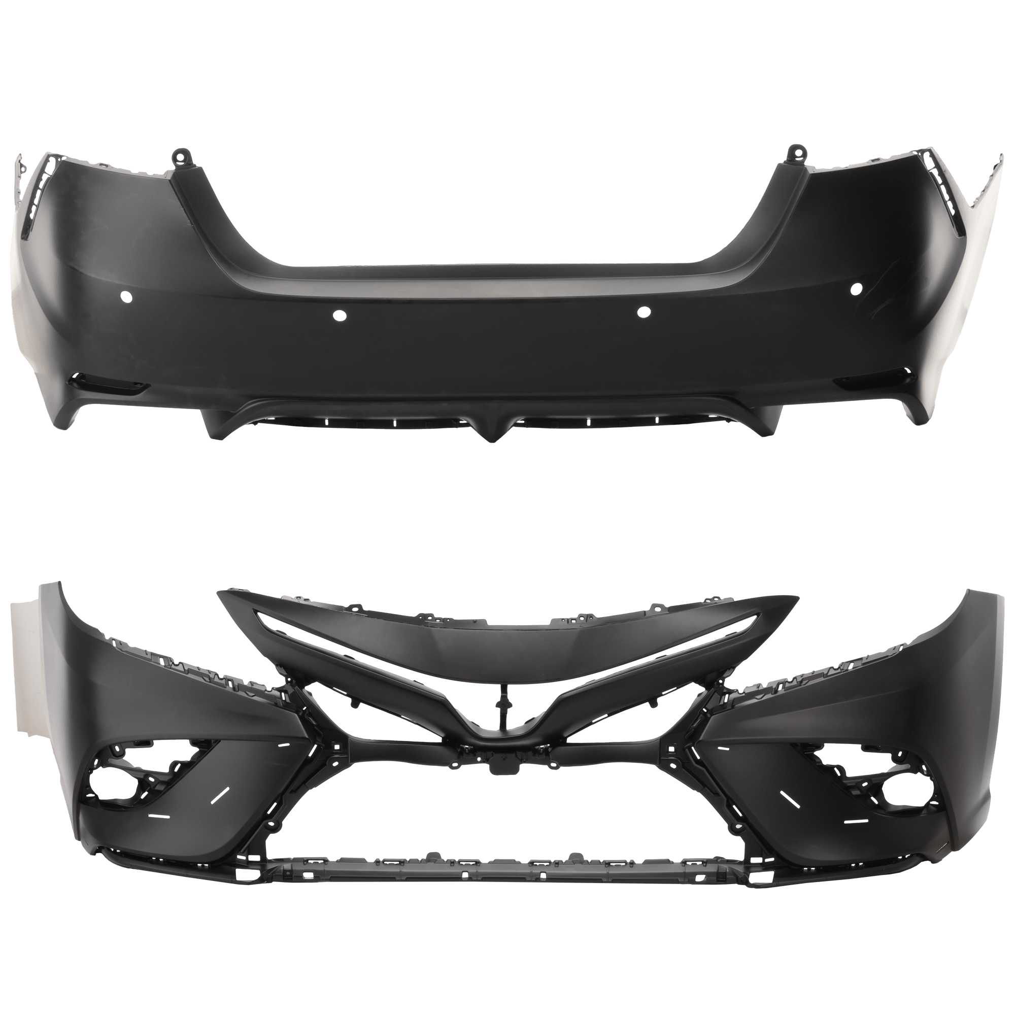 AM CAMRY 21-24 FRONT AND REAR BUMPER COVER Primed SKU SET RT01030077P A Partslink TO1000471 TO1100358 OEM 521190X954-521590X932