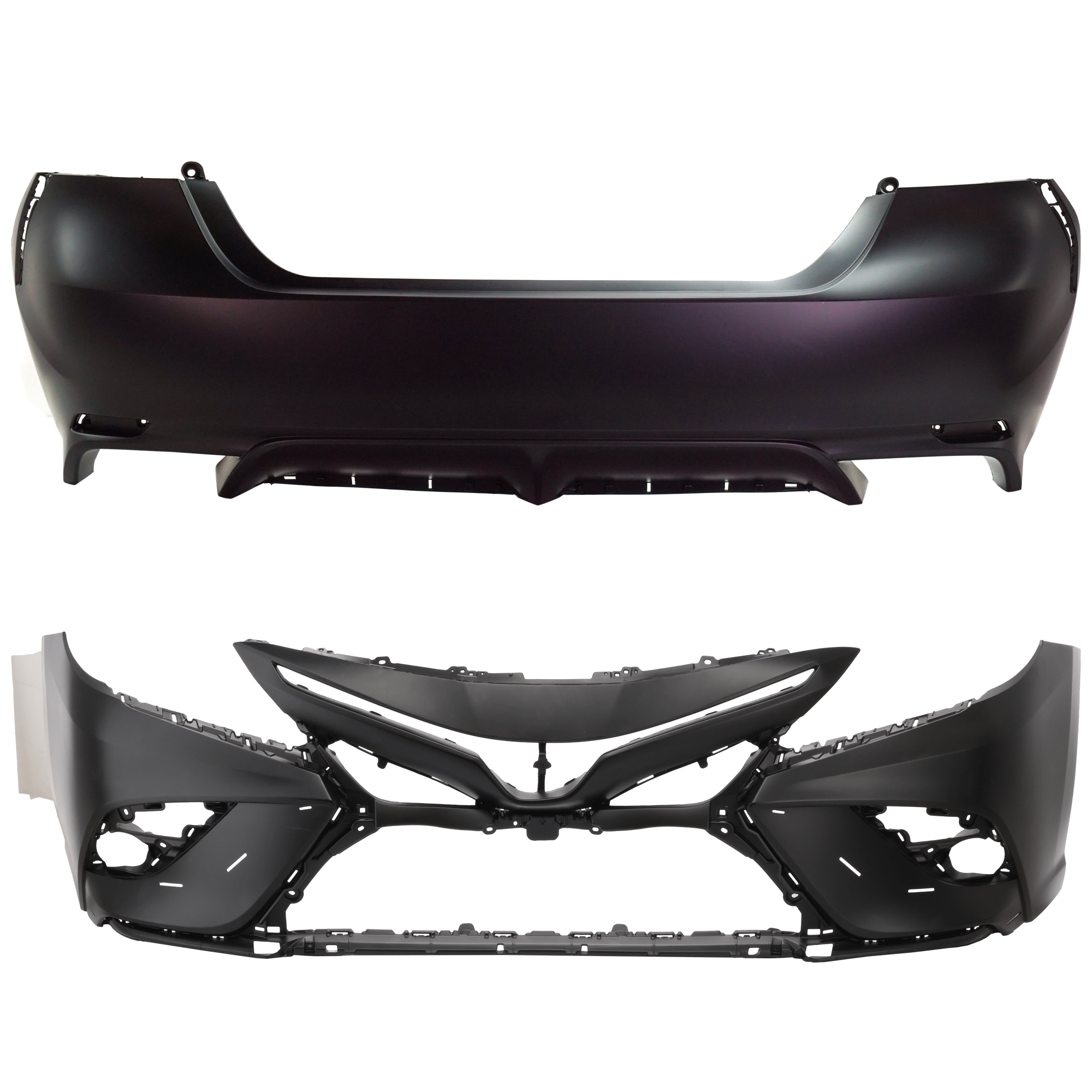 AM CAMRY 21-24 FRONT AND REAR BUMPER COVER Primed SKU SET RT01030077P B Partslink TO1000471 TO1100335 OEM 521190X954-521590X915