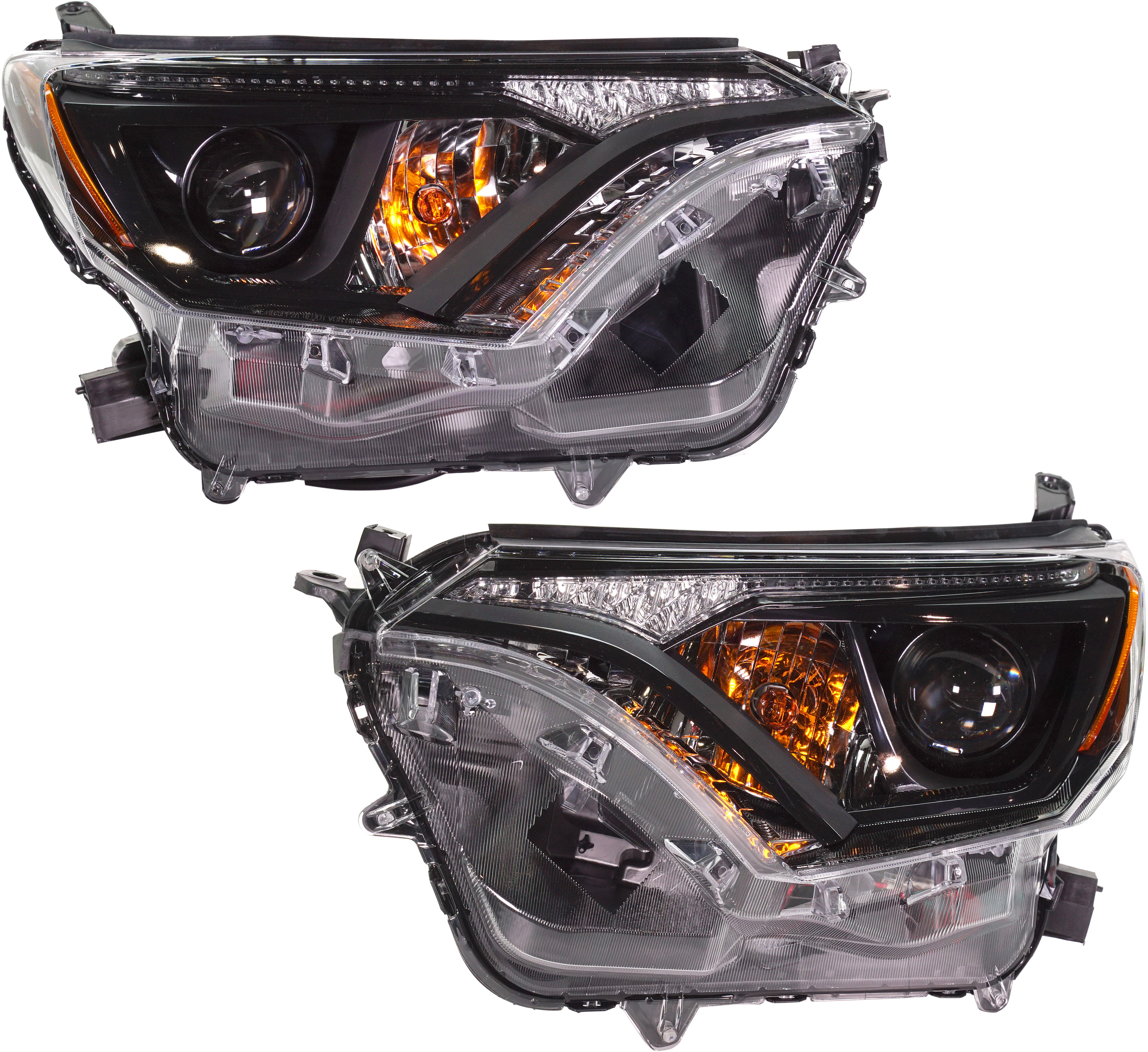 AM RAV4-16-18 HEAD LAMP RH AND LH Set of 2 Assembly Halogen w Black Bezel Exc. Hybrid Model North America Built Vehicle SKU SET RT10010033 Partslink TO2503268 TO2502268 OEM 811100R180-811500R180