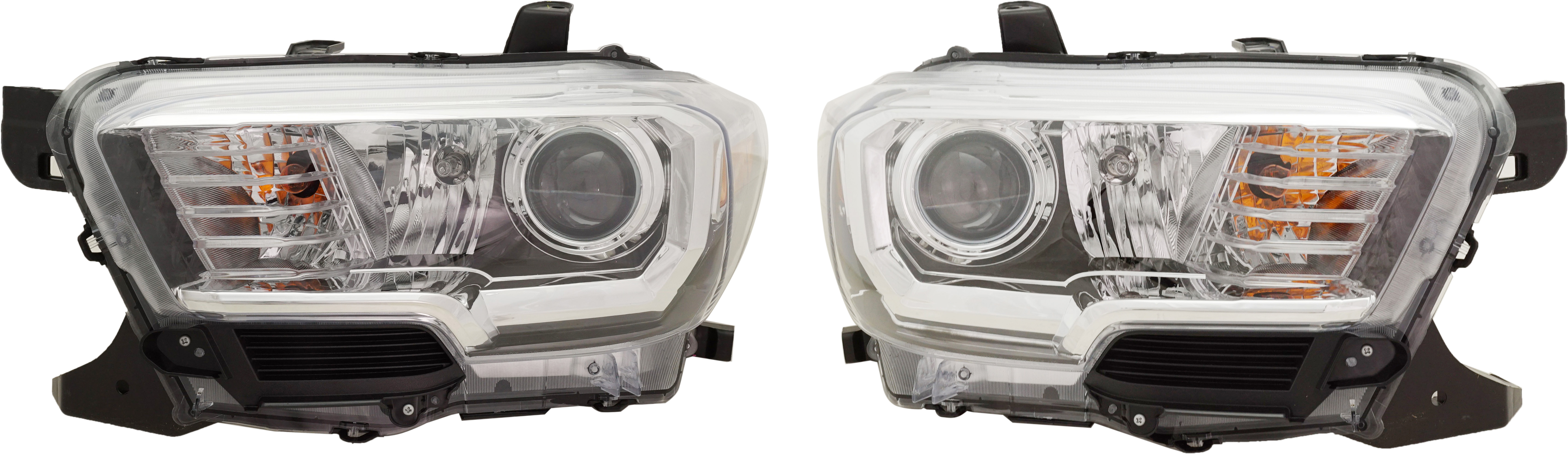 AM TACOMA 18-18 HEAD LAMP RH AND LH Assembly Halogen Black Interior w Fog Lights w o LED Daytime Running Light SKU SET RT10010043 Partslink TO2503266 TO2502266 OEM 8111004261-8115004261